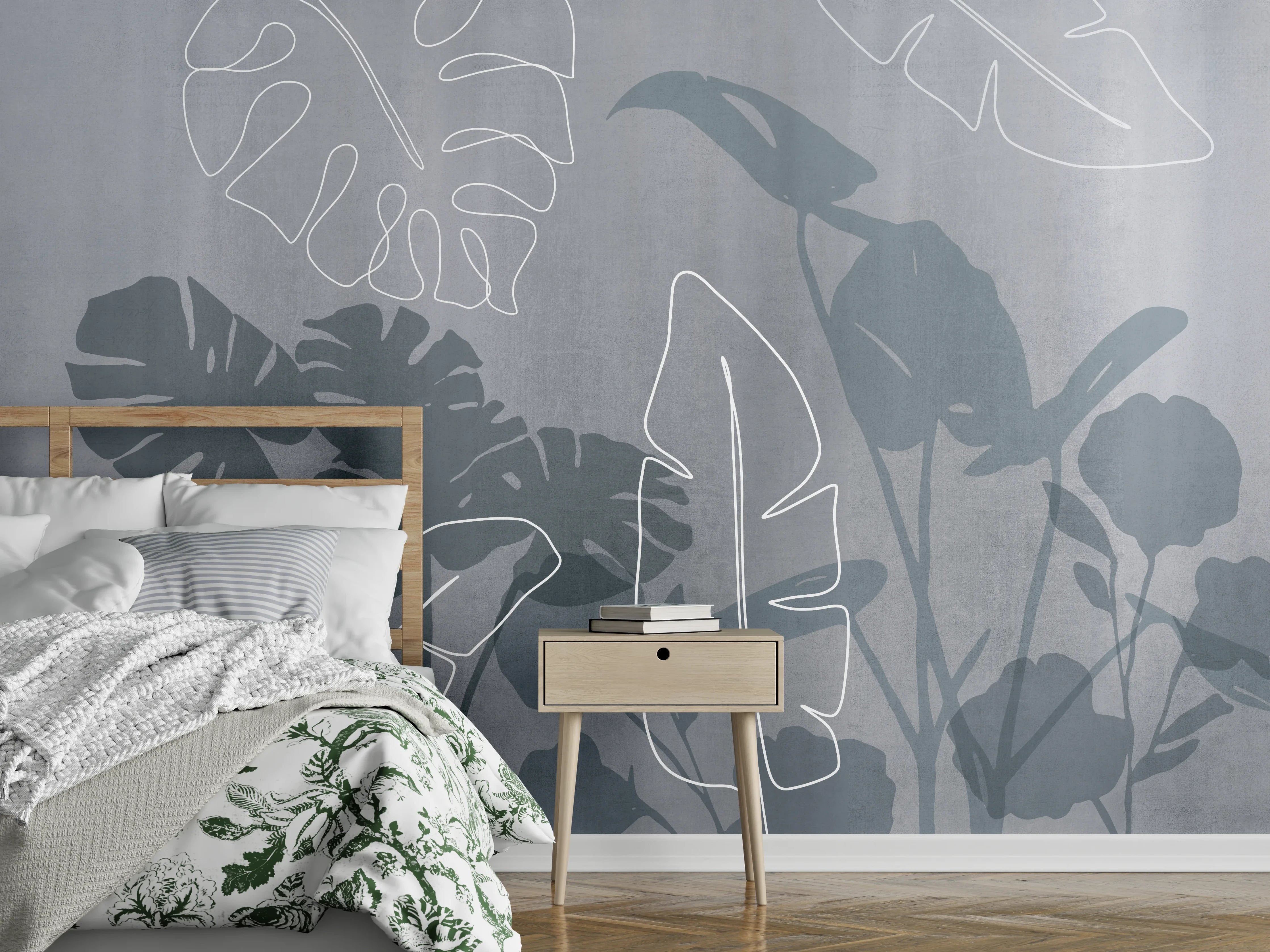 Wandverkleidung Schlafzimmer - Abstrakte Blätter
