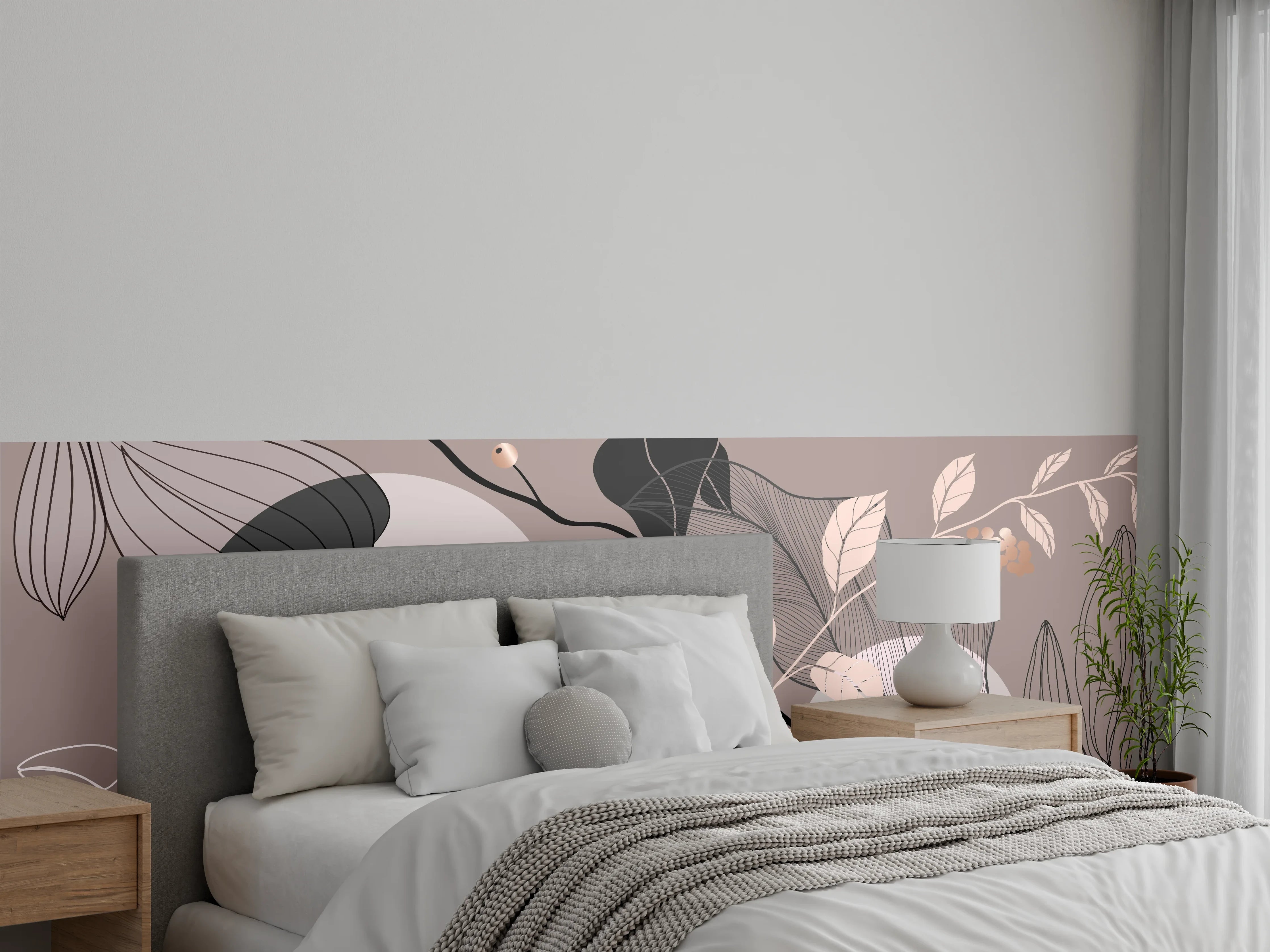 Wandverkleidung Schlafzimmer - Abstrakte Blumen Illustration