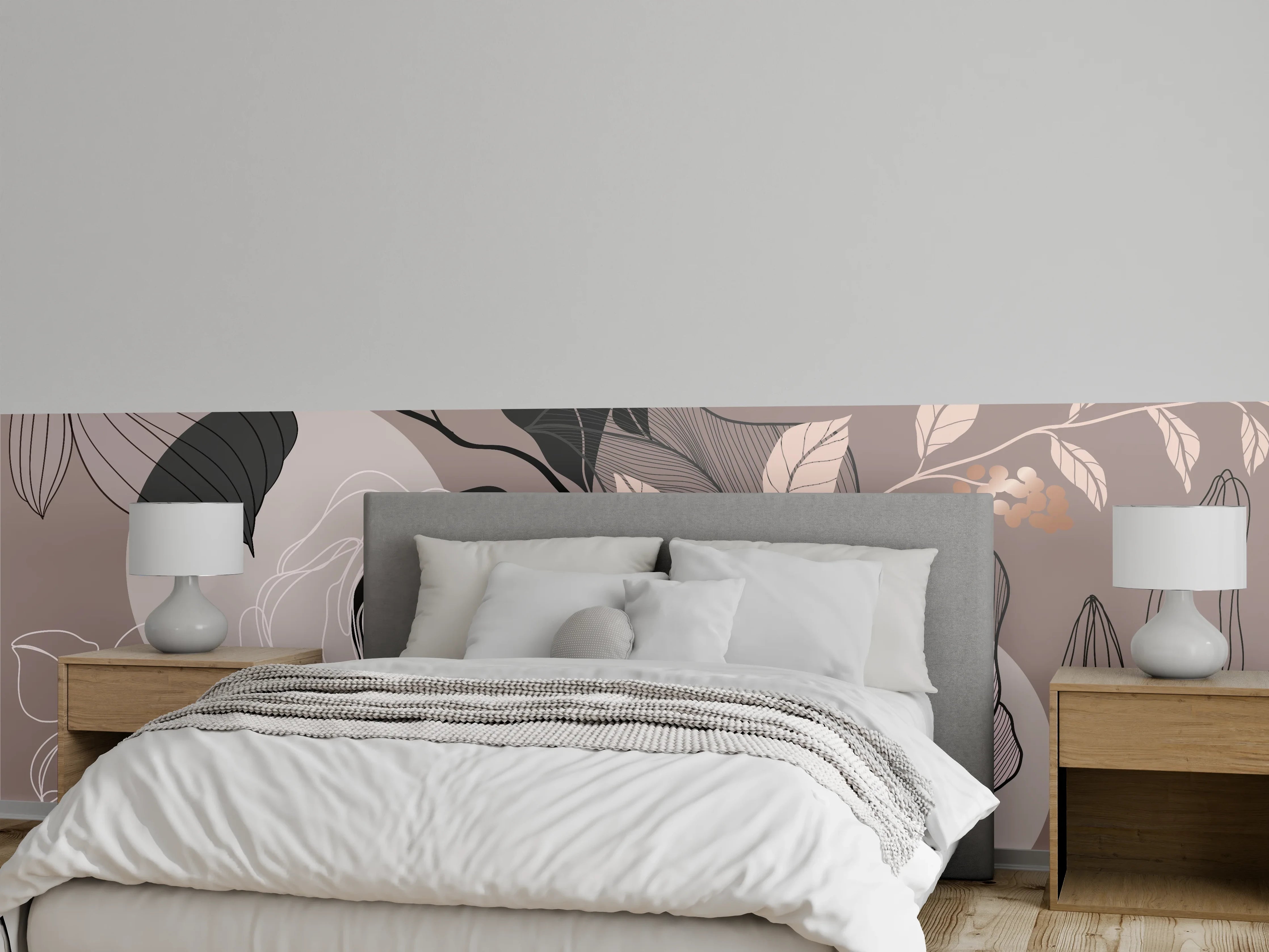 Wandverkleidung Schlafzimmer - Abstrakte Blumen Illustration