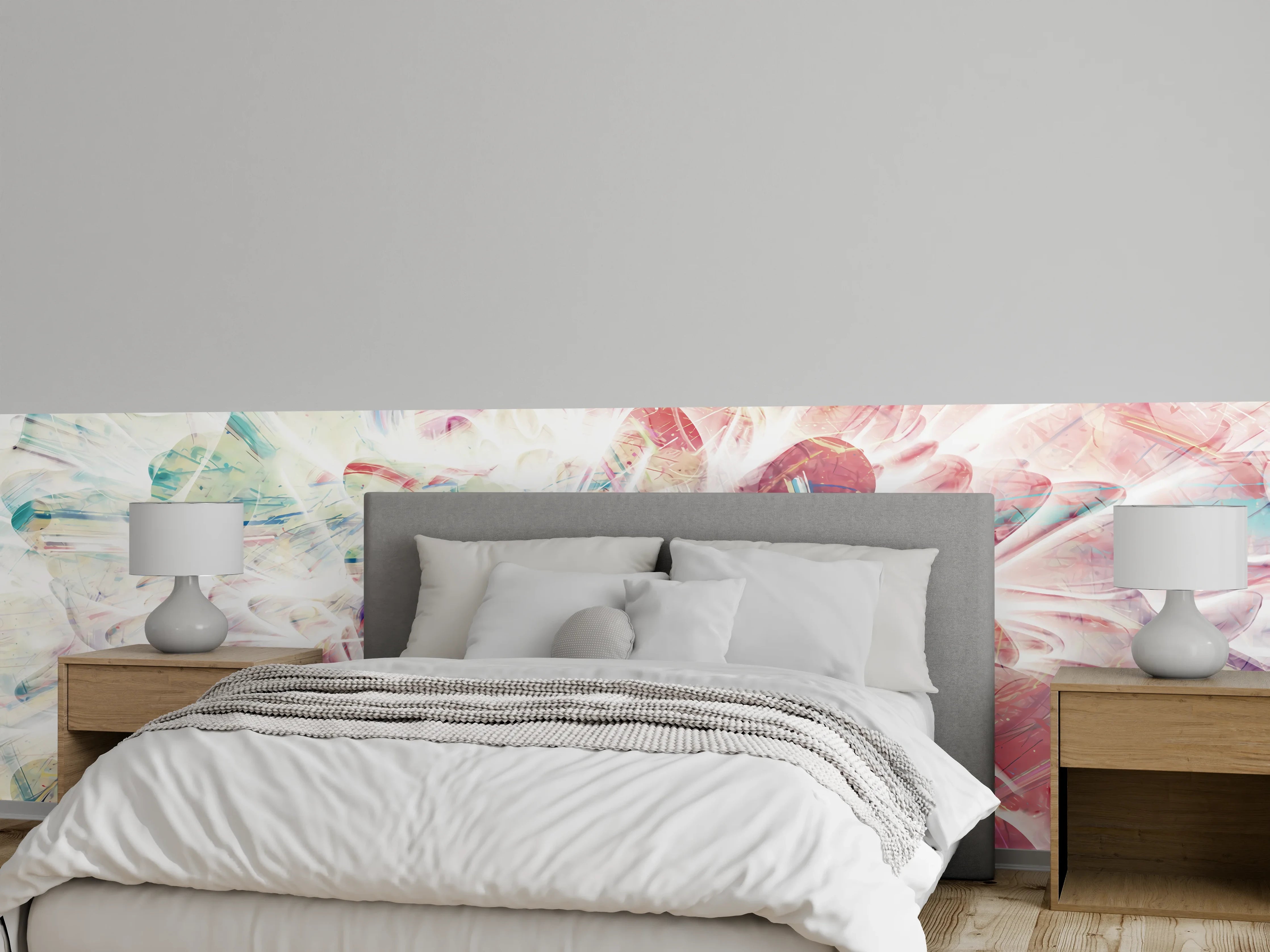 Wandverkleidung Schlafzimmer - Abstrakte Explosion in Pastellfarben
