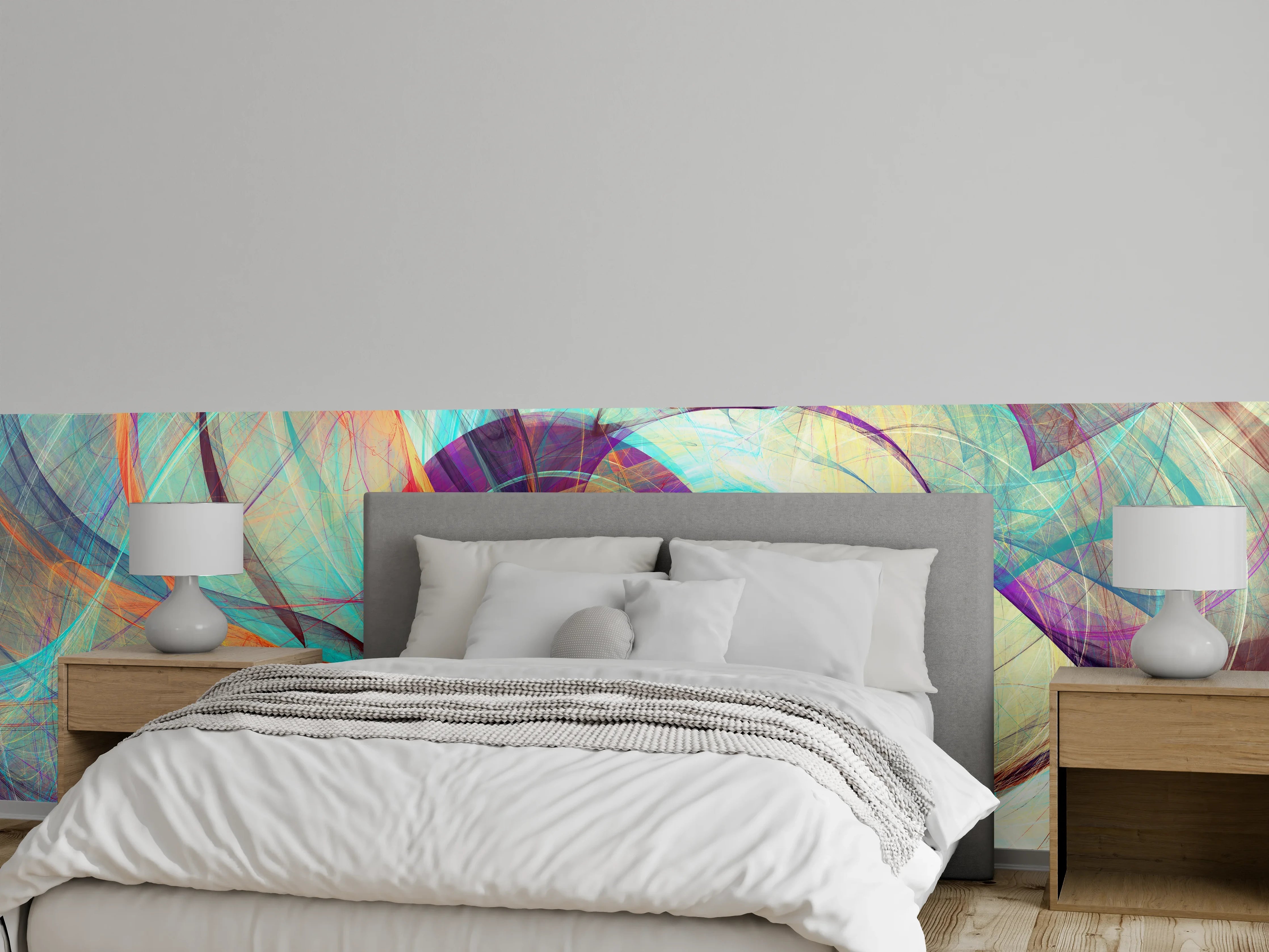 Wandverkleidung Schlafzimmer - Abstrakte Farbdynamik Wandbild