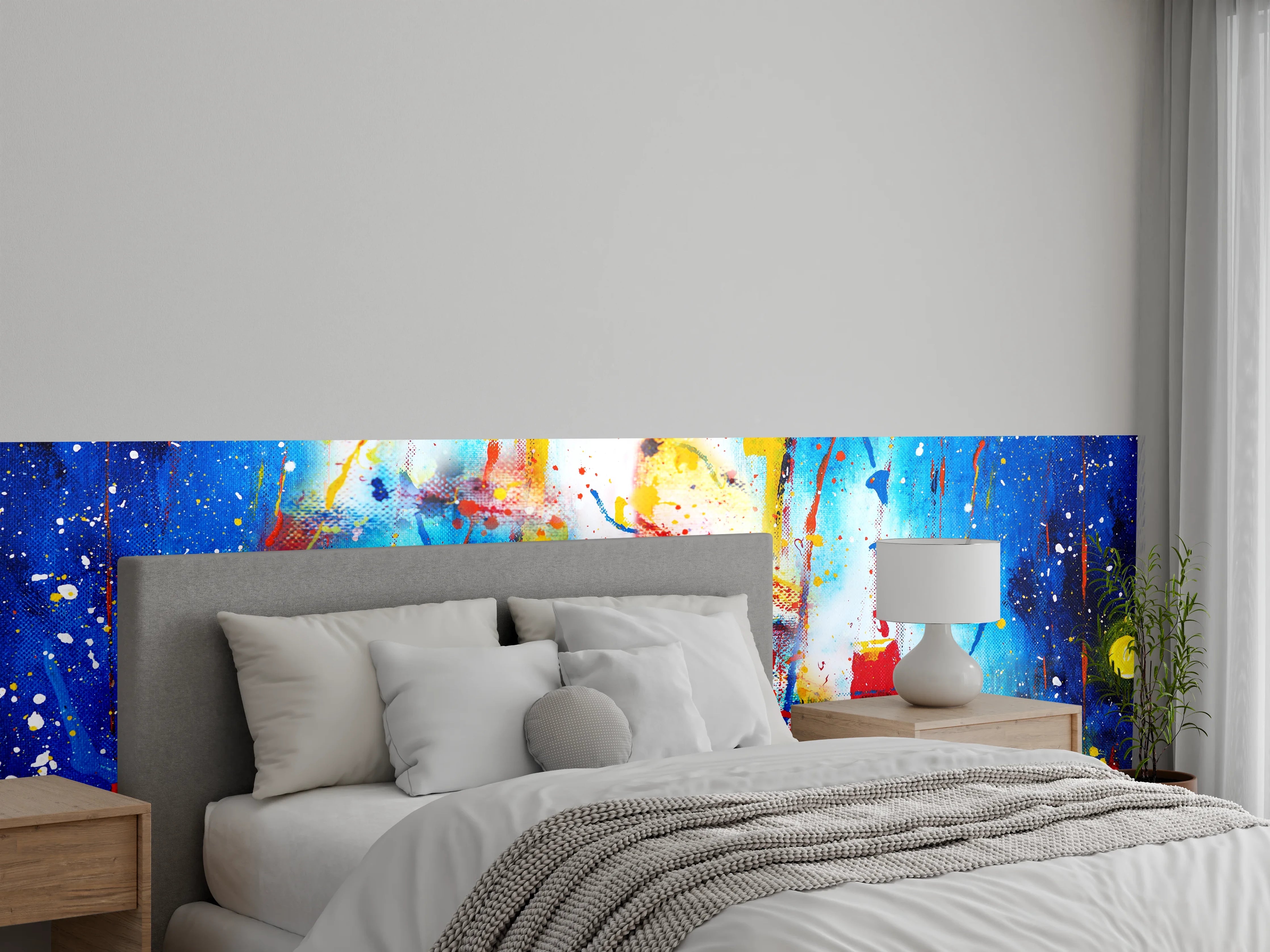 Wandverkleidung Schlafzimmer - Abstrakte Farbenexplosion Wandbild