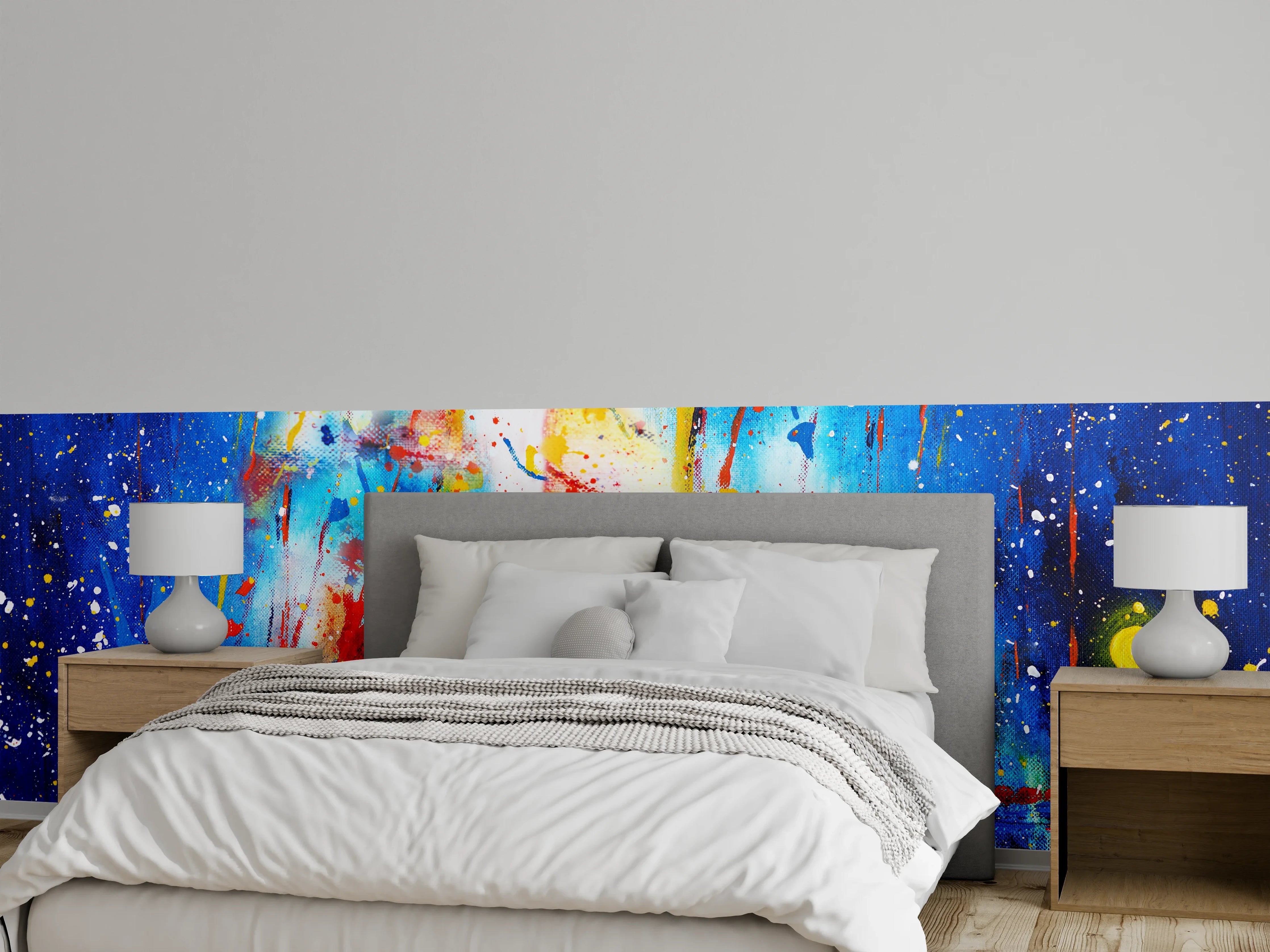 Wandverkleidung Schlafzimmer - Abstrakte Farbenexplosion Wandbild