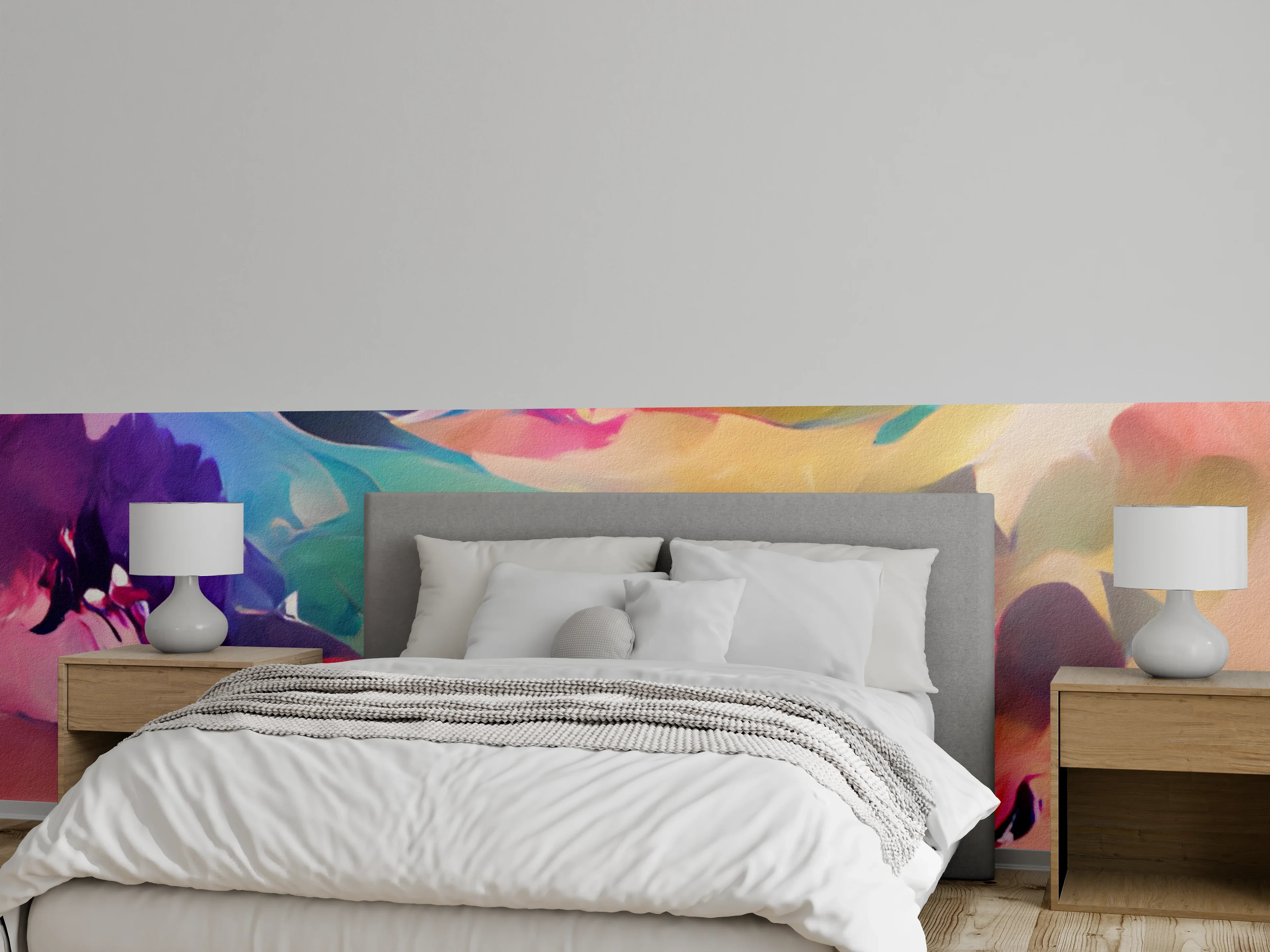 Wandverkleidung Schlafzimmer - Abstrakte Farbenpracht: Buntes Kunstwerk