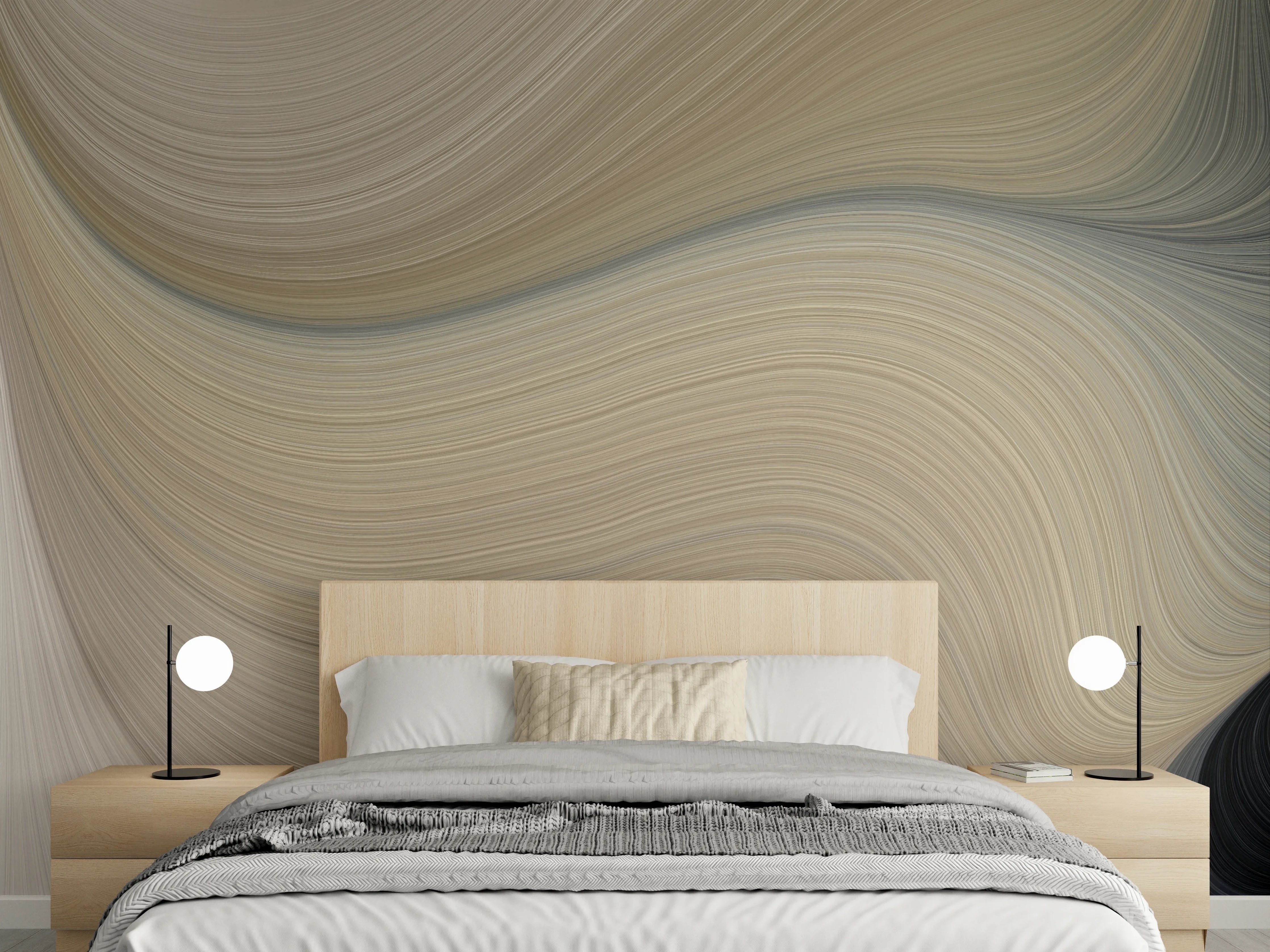 Wandverkleidung Schlafzimmer - Abstrakte Farbenspiele in sanften Tönen