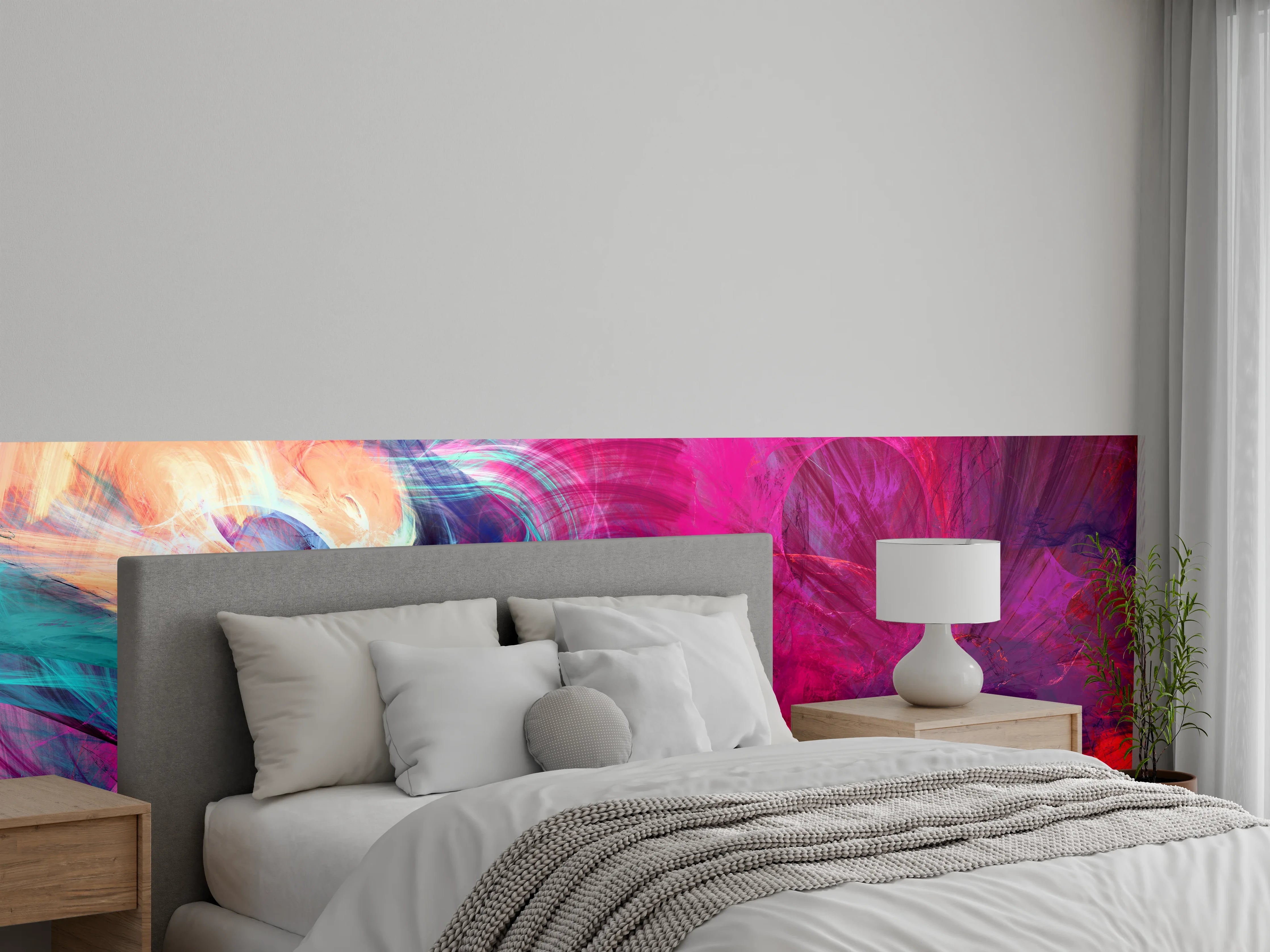 Wandverkleidung Schlafzimmer - Abstrakte Farbexplosion Aquarell Kunst