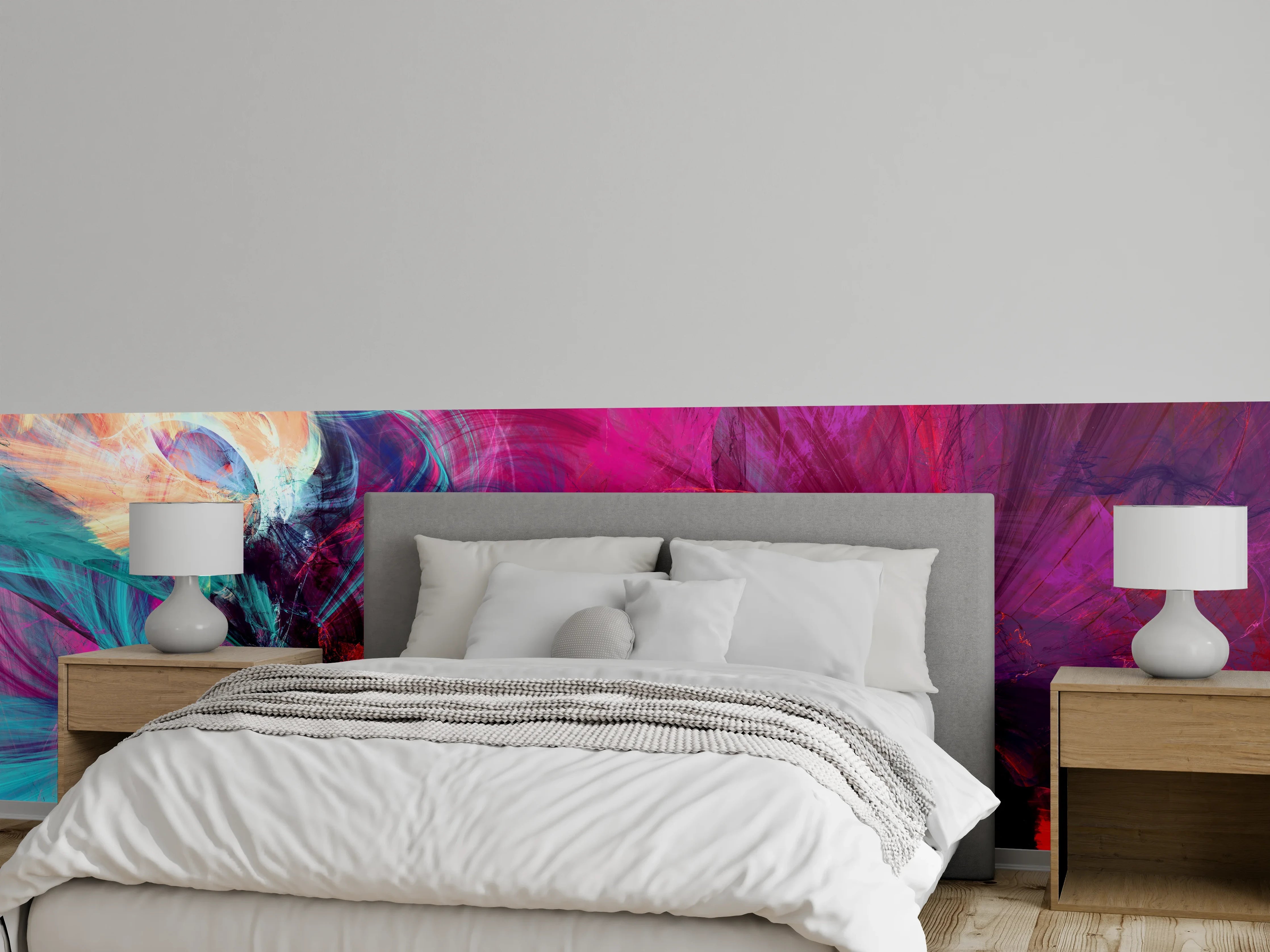 Wandverkleidung Schlafzimmer - Abstrakte Farbexplosion Aquarell Kunst