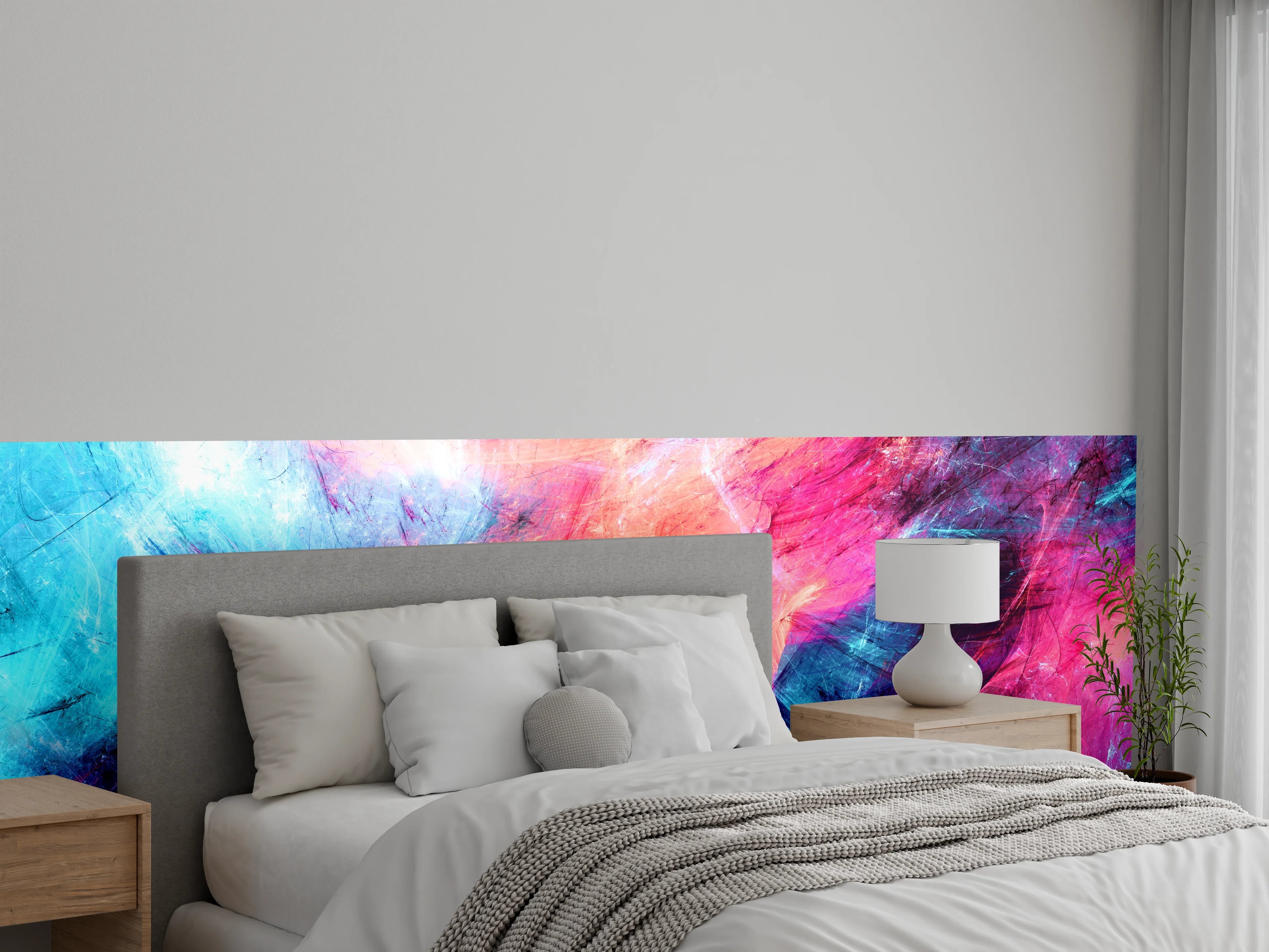 Wandverkleidung Schlafzimmer - Abstrakte Farbexplosion: Buntes Kunstwerk