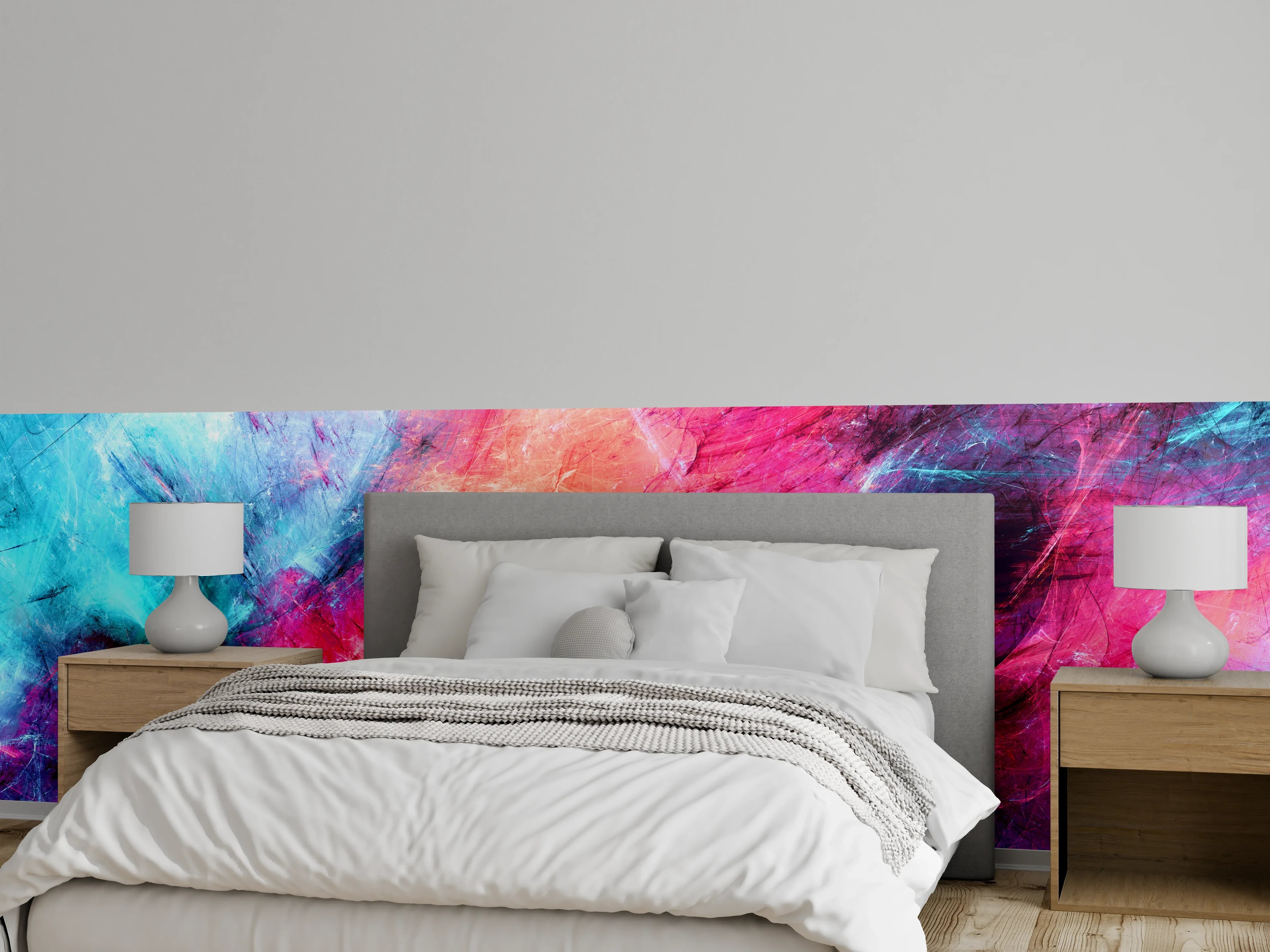 Wandverkleidung Schlafzimmer - Abstrakte Farbexplosion: Buntes Kunstwerk