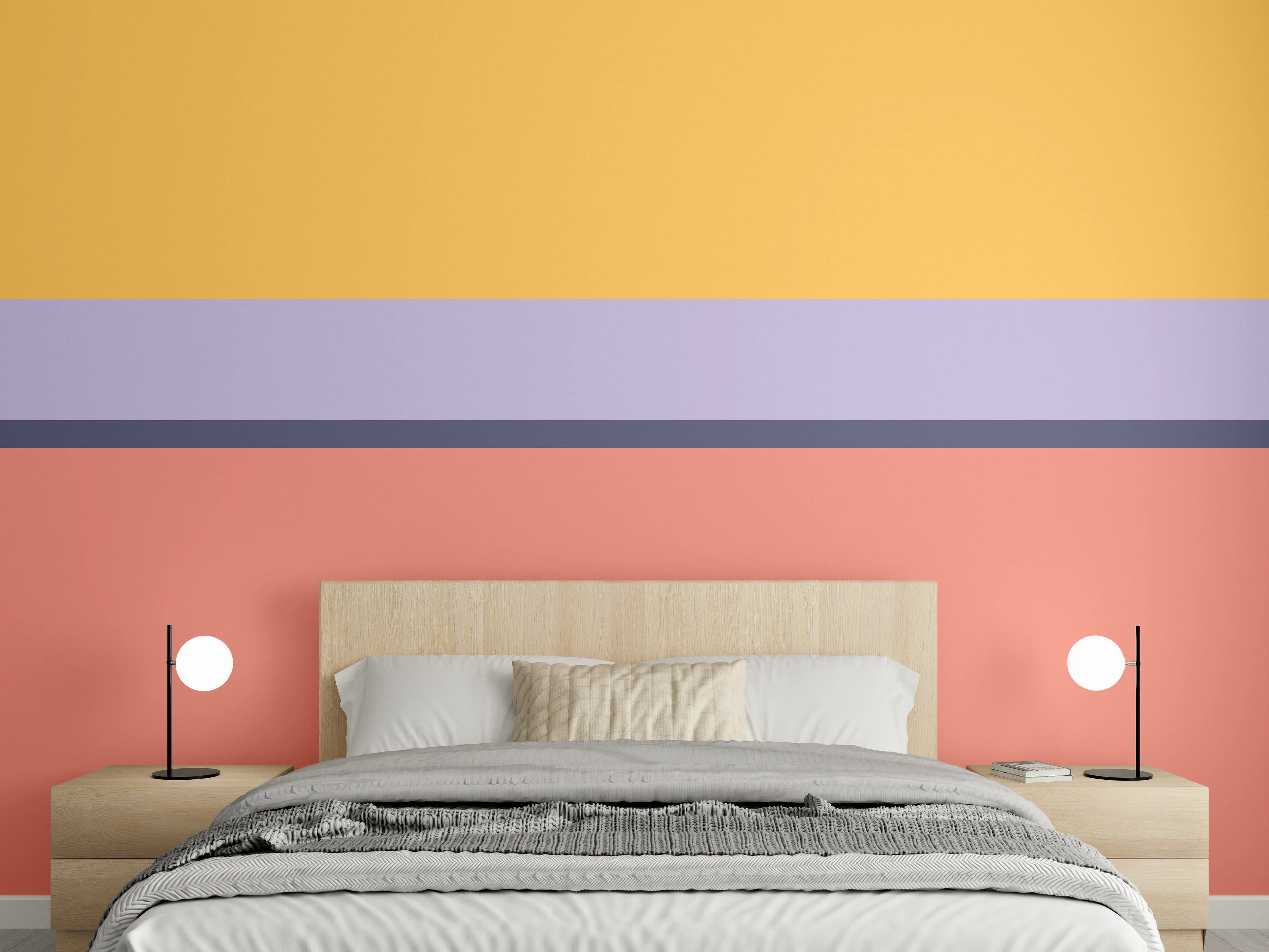 Wandverkleidung Schlafzimmer - Abstrakte Farbflächen Wanddekor