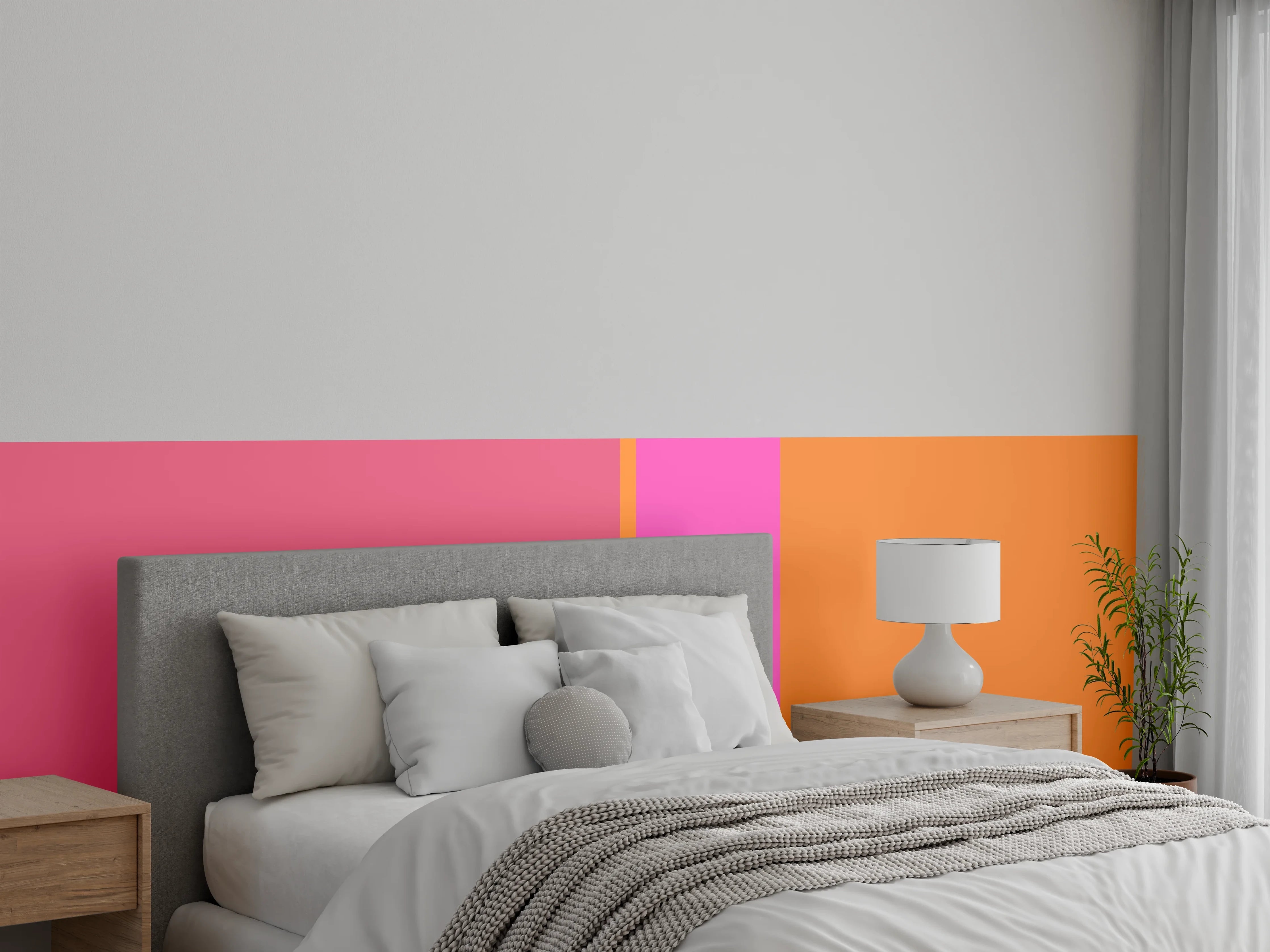 Wandverkleidung Schlafzimmer - Abstrakte Farbflächen Wanddesign