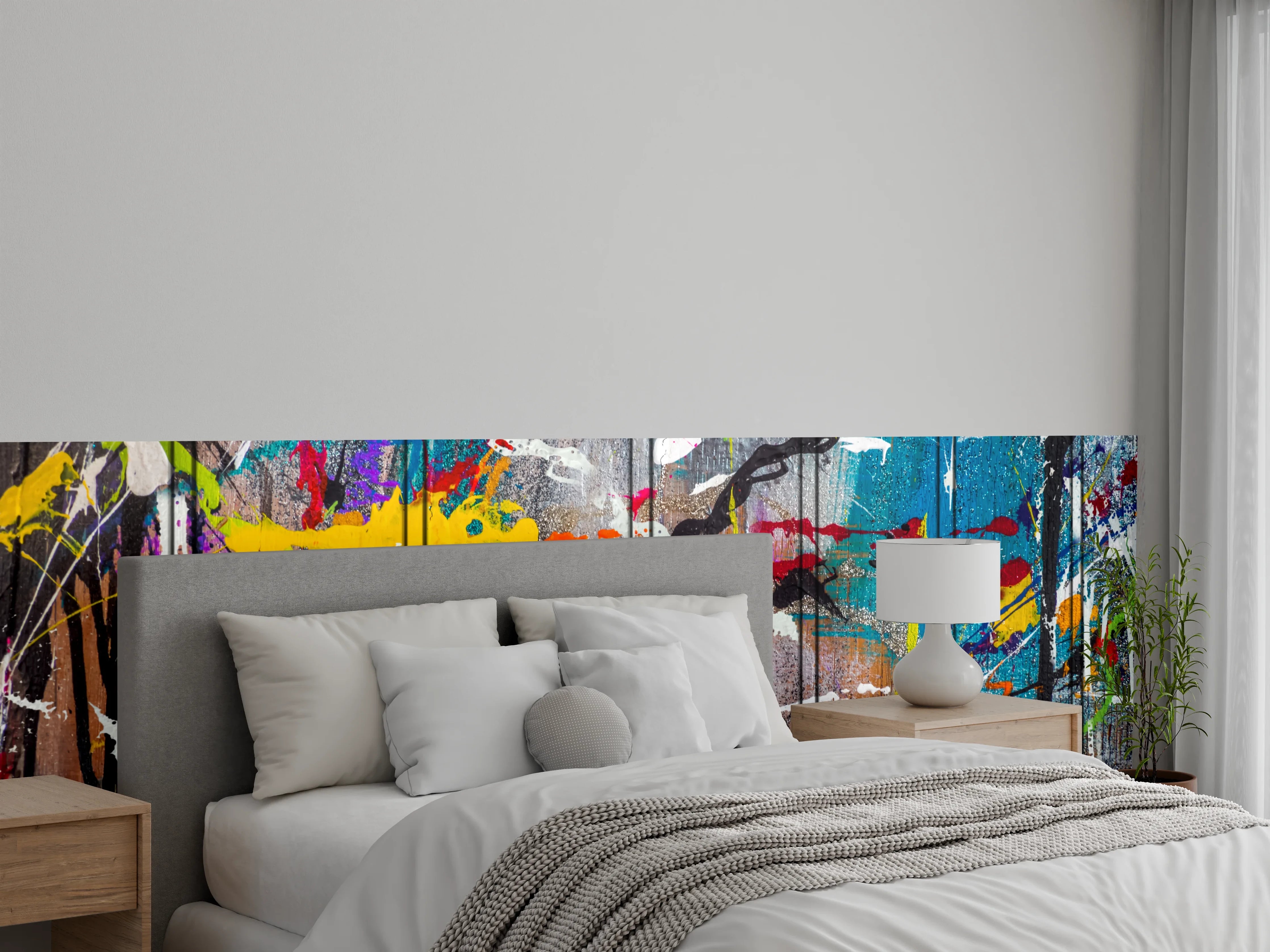 Wandverkleidung Schlafzimmer - Abstrakte Farbkraft: Modern Art Splash