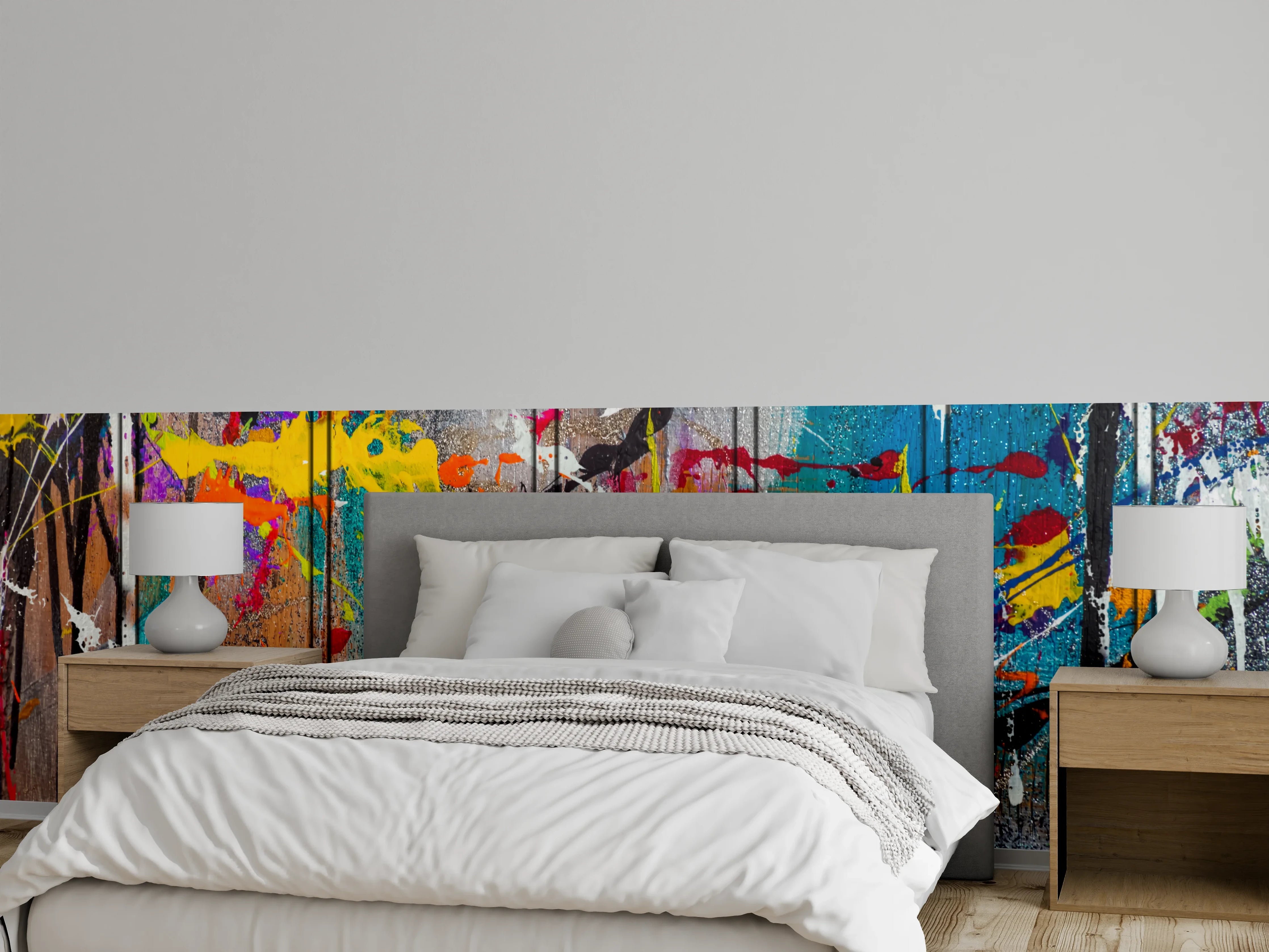 Wandverkleidung Schlafzimmer - Abstrakte Farbkraft: Modern Art Splash
