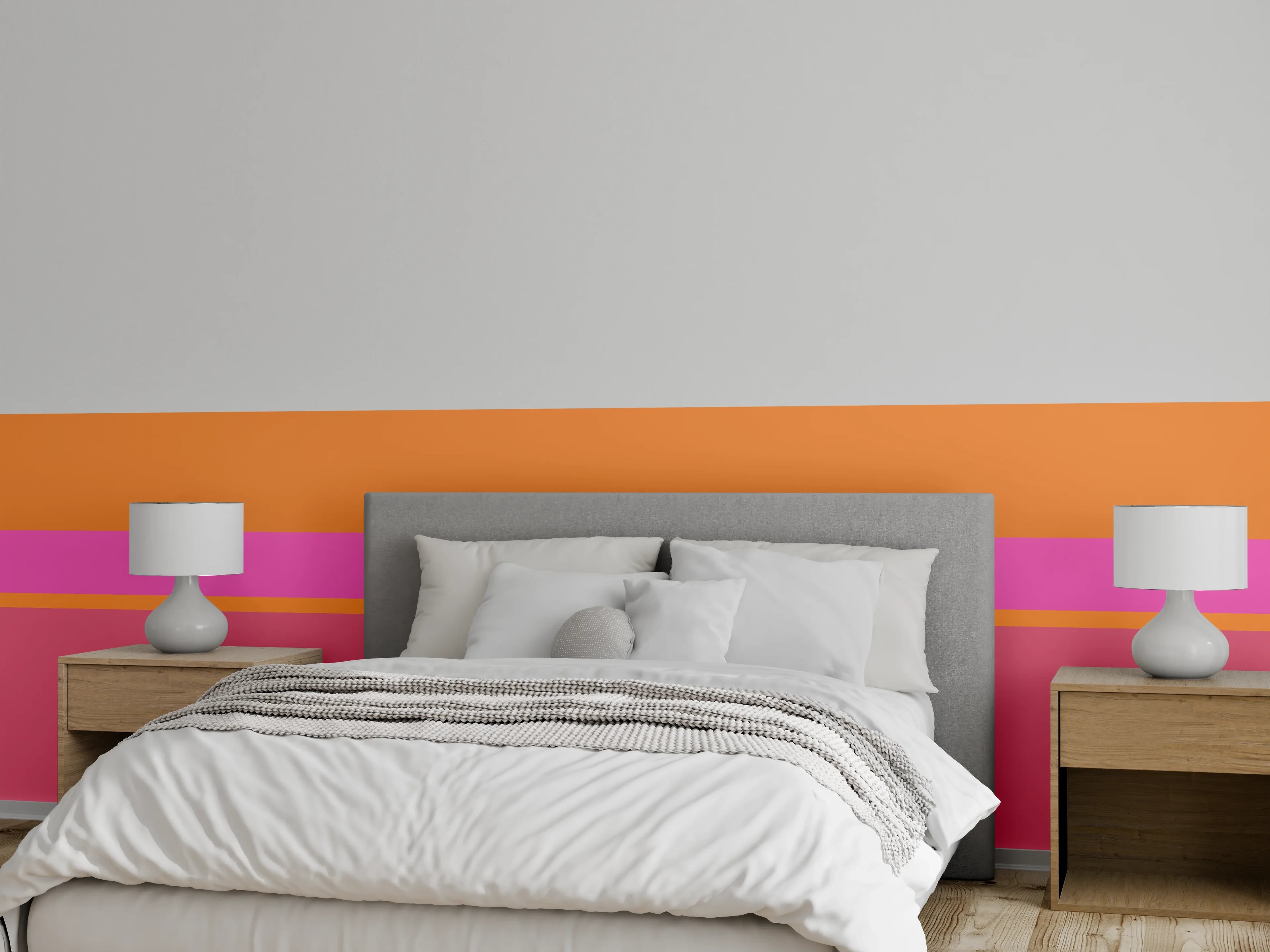 Wandverkleidung Schlafzimmer - Abstrakte Farbstreifen Orange Pink