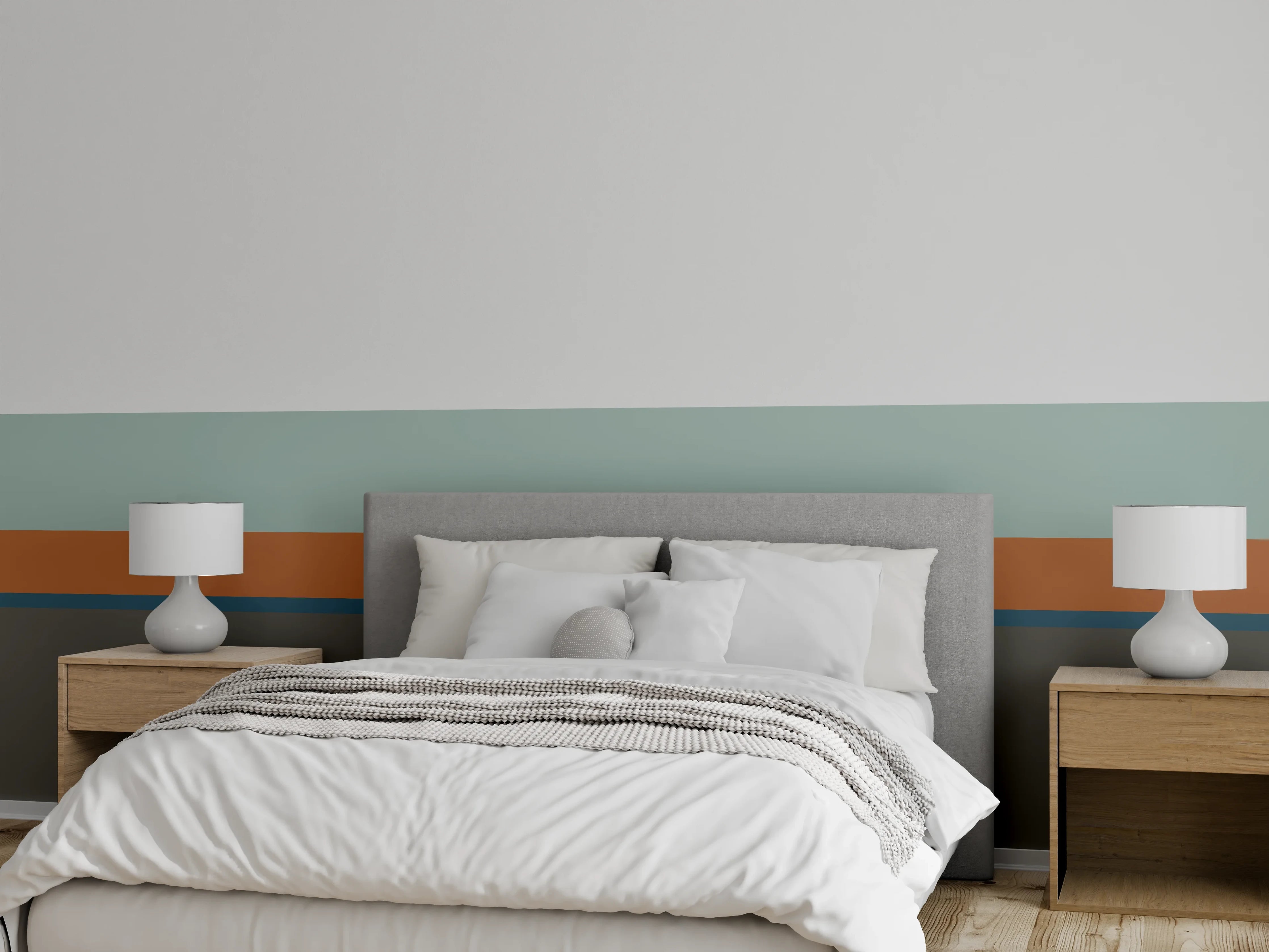Wandverkleidung Schlafzimmer - Abstrakte Farbstreifen Wandbild modern