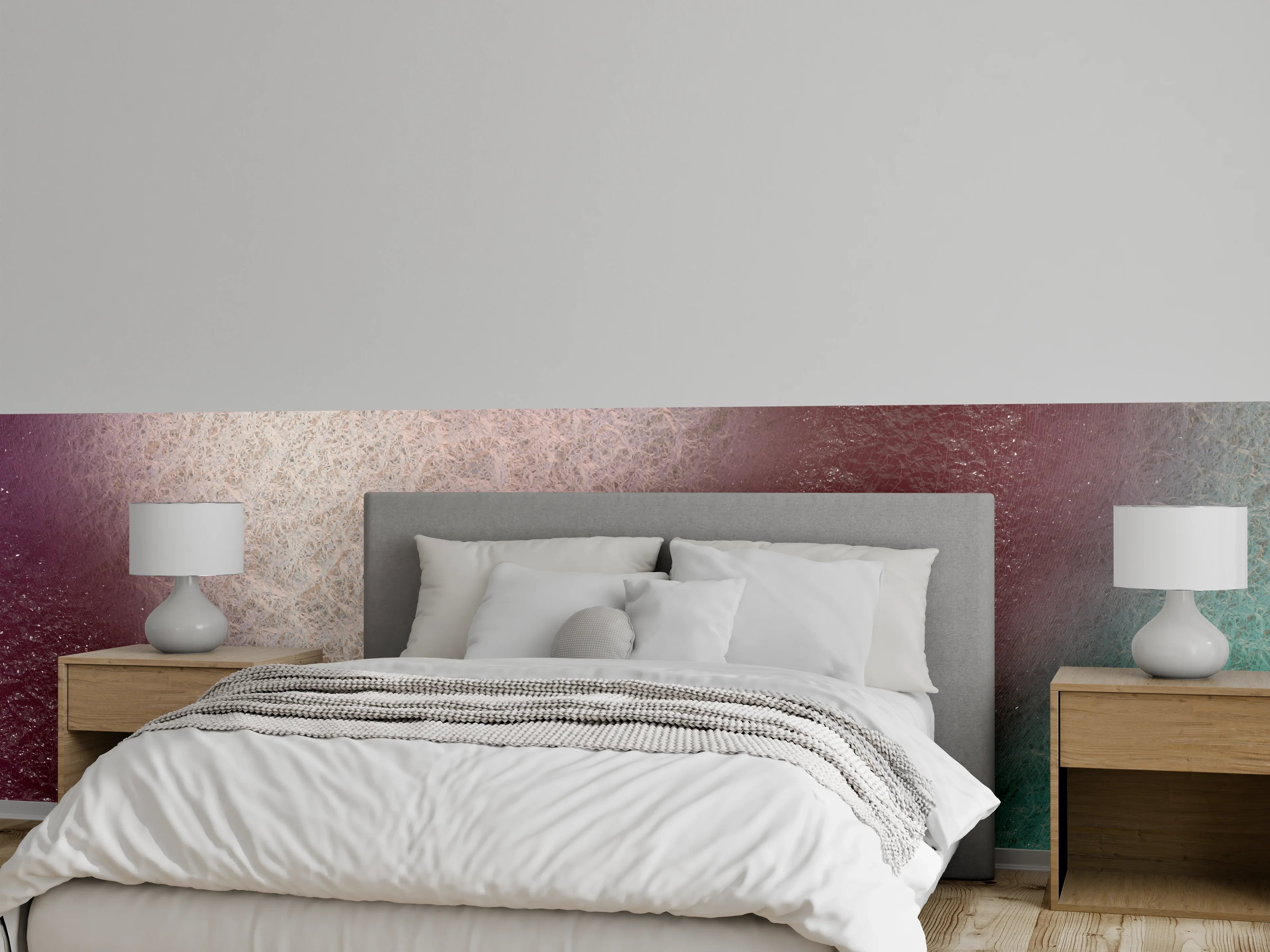 Wandverkleidung Schlafzimmer - Abstrakte Farbverläufe mit Eisstruktur