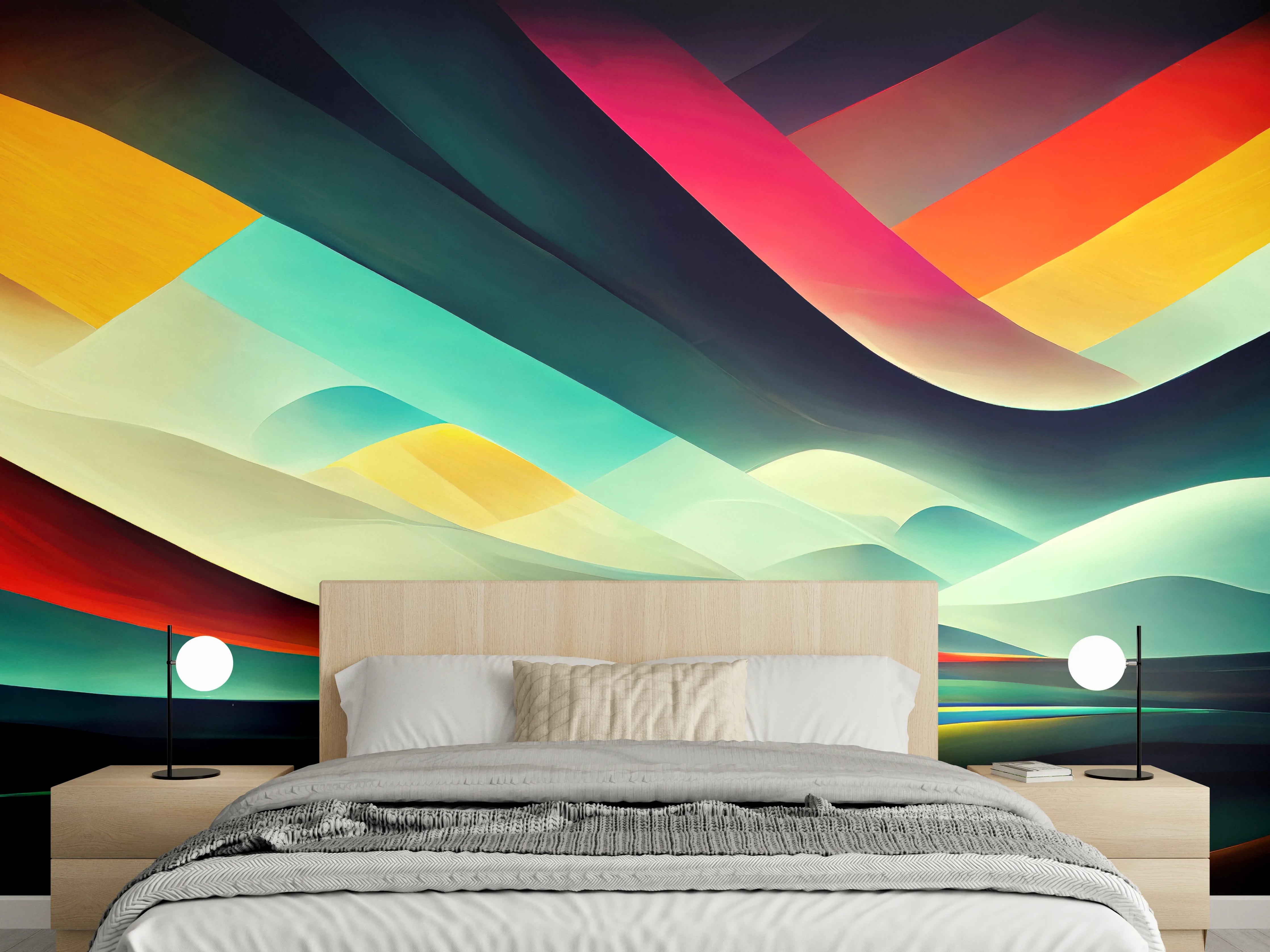 Wandverkleidung Schlafzimmer - Abstrakte Farbwelten Wandbild