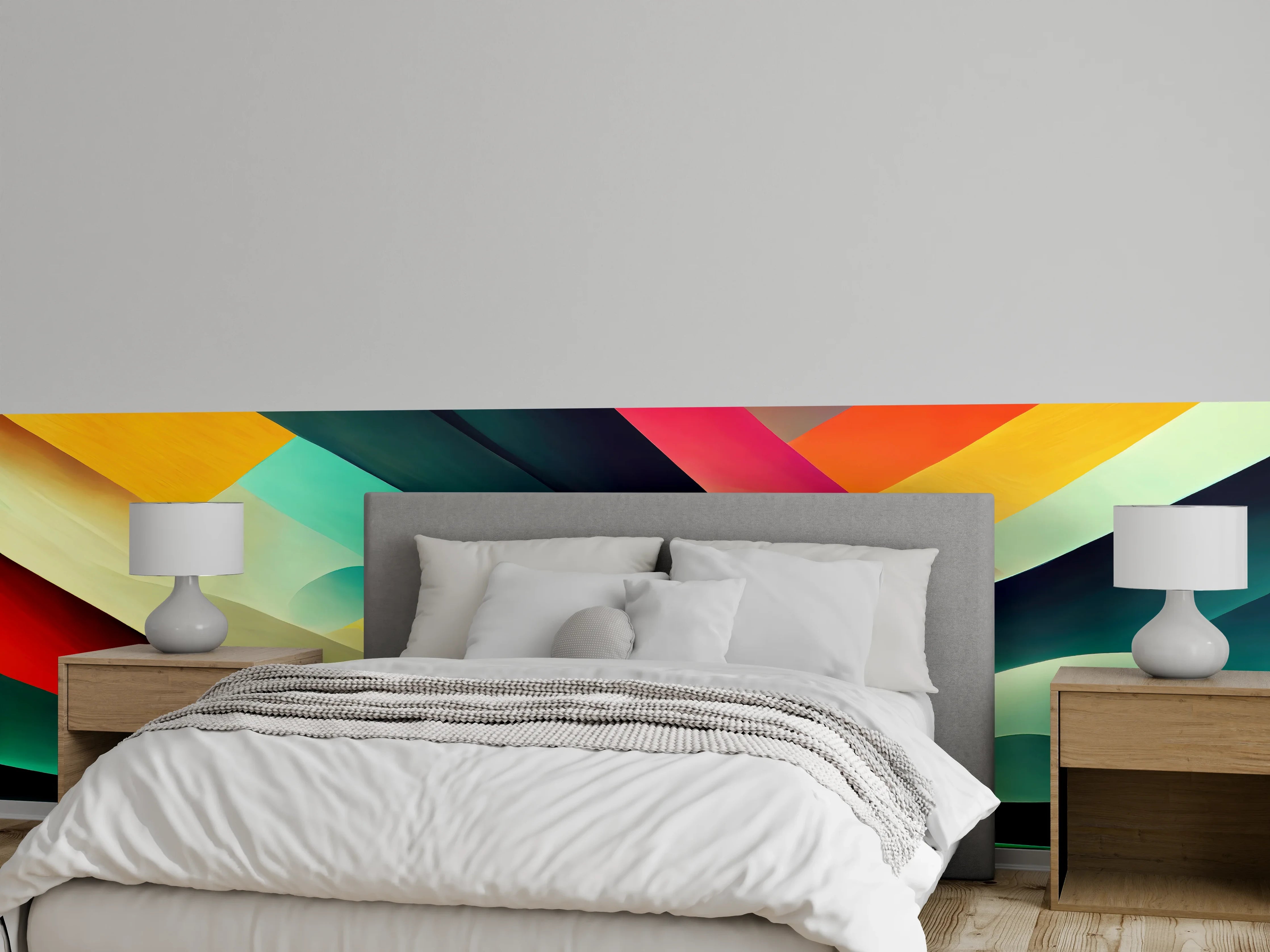 Wandverkleidung Schlafzimmer - Abstrakte Farbwelten Wandbild