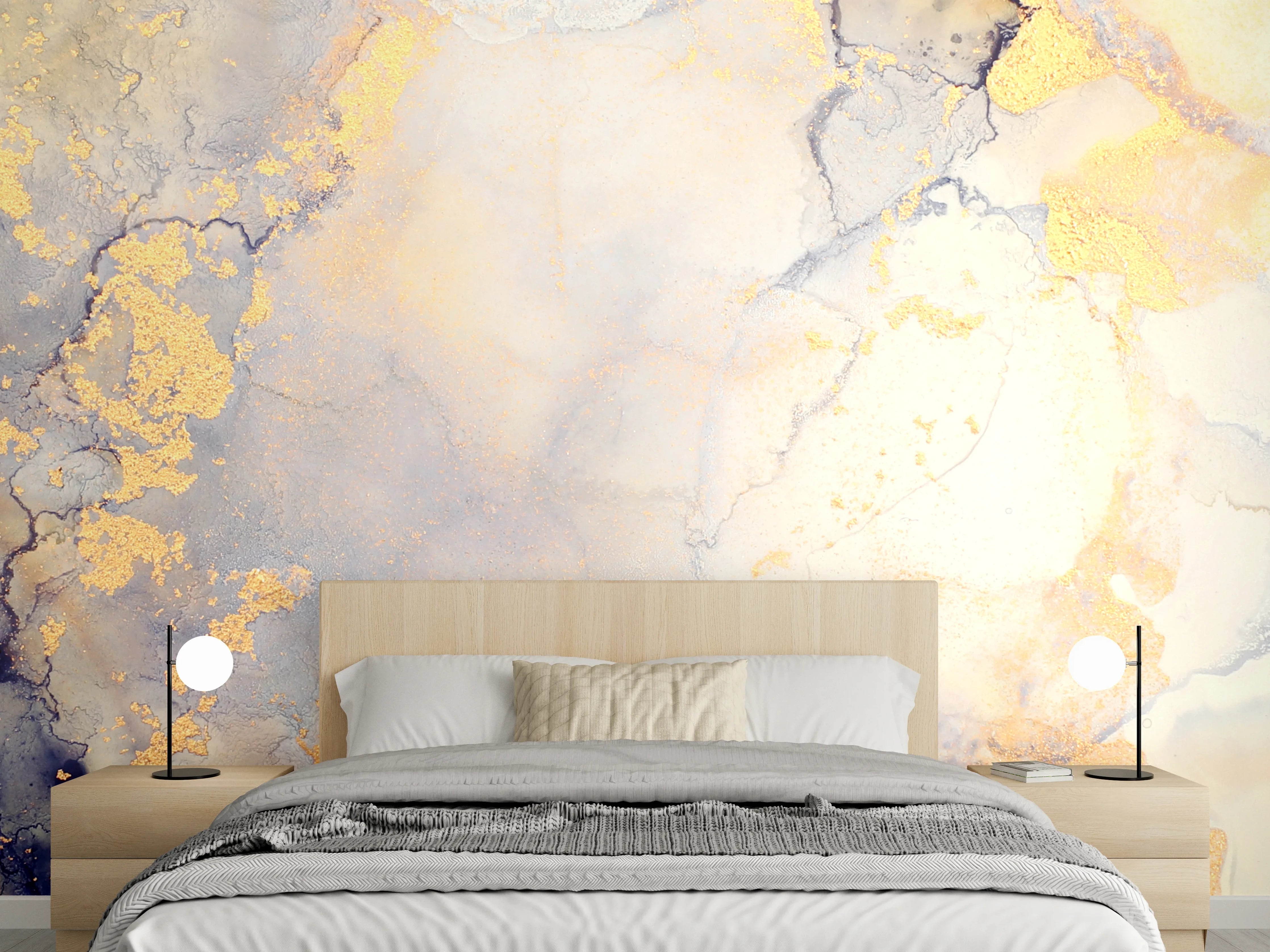 Wandverkleidung Schlafzimmer - Abstrakte Flüssigkunstmalerei mit Alkoholtinte
