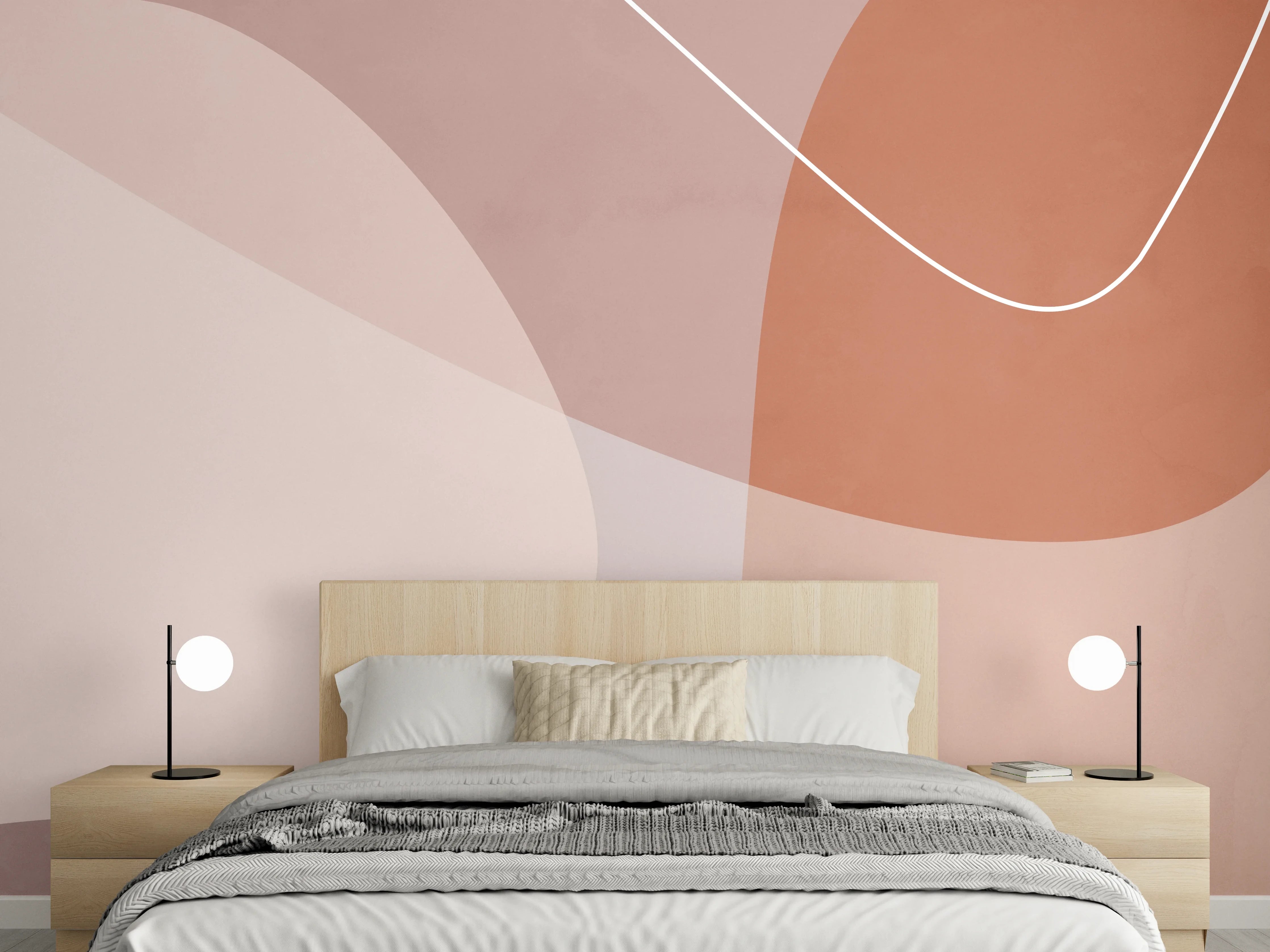 Wandverkleidung Schlafzimmer - Abstrakte Formen in Beige und Braun