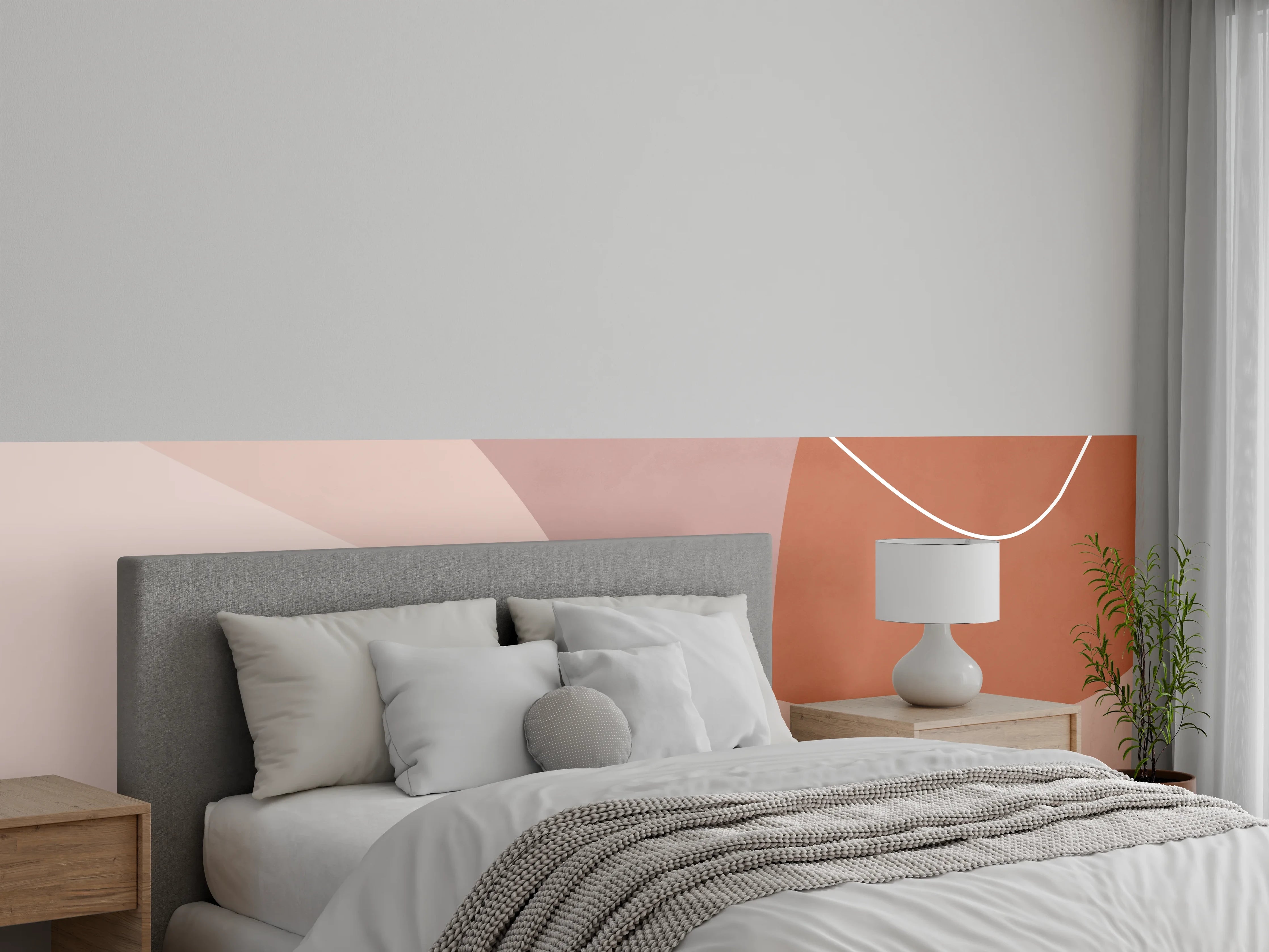 Wandverkleidung Schlafzimmer - Abstrakte Formen in Beige und Braun