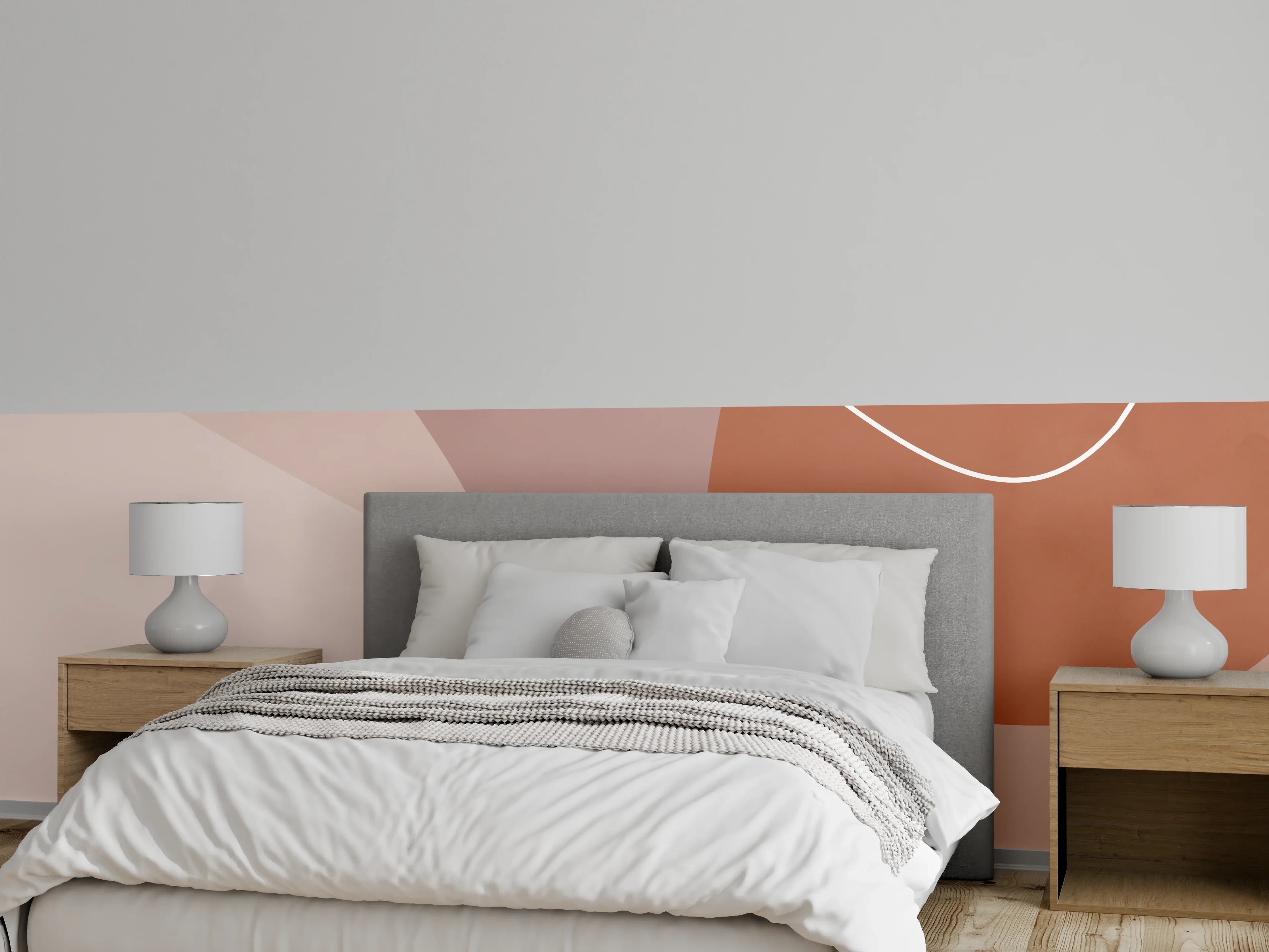 Wandverkleidung Schlafzimmer - Abstrakte Formen in Beige und Braun