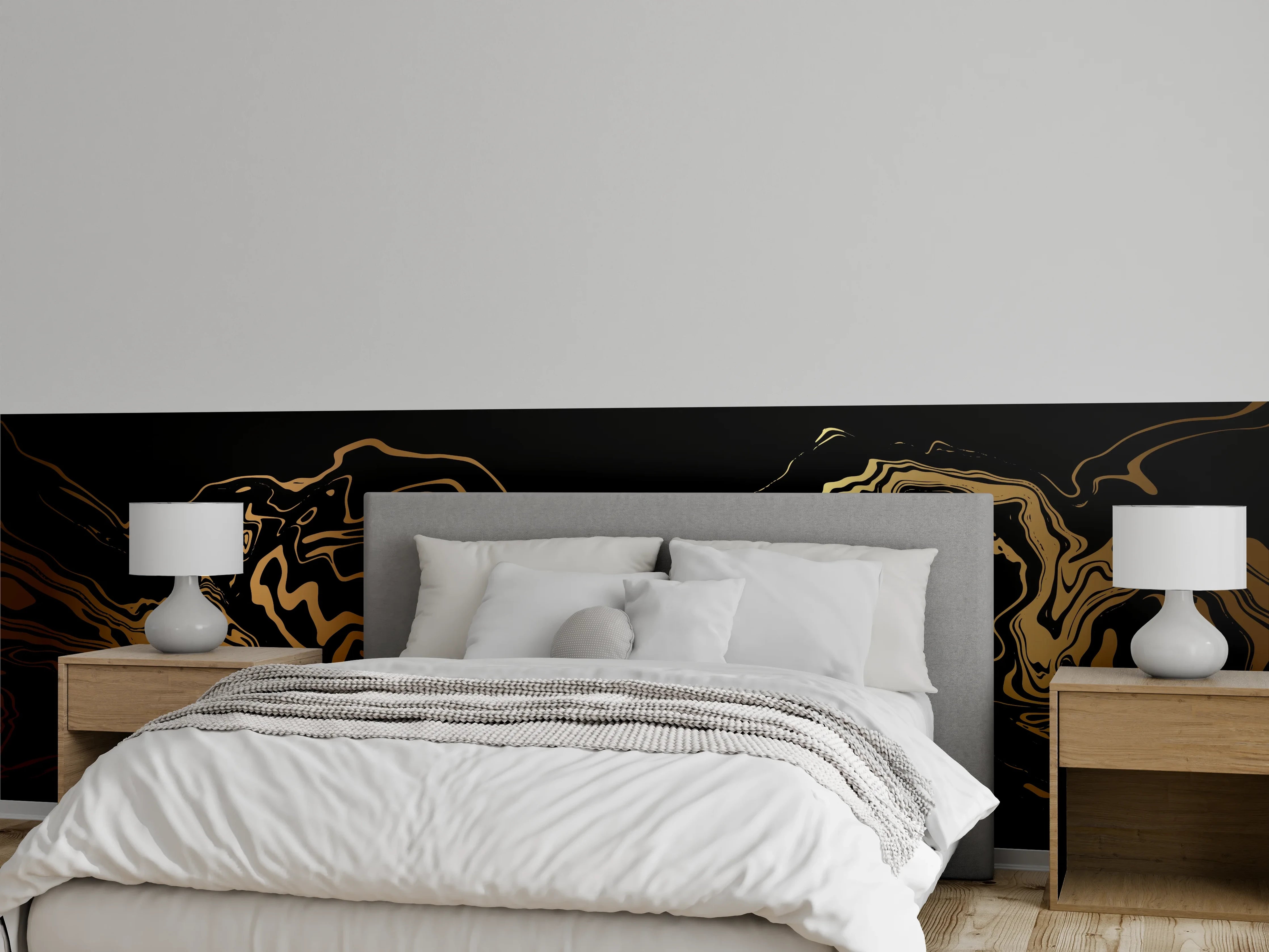 Wandverkleidung Schlafzimmer - Abstrakte Gold-Schwarz-Textur