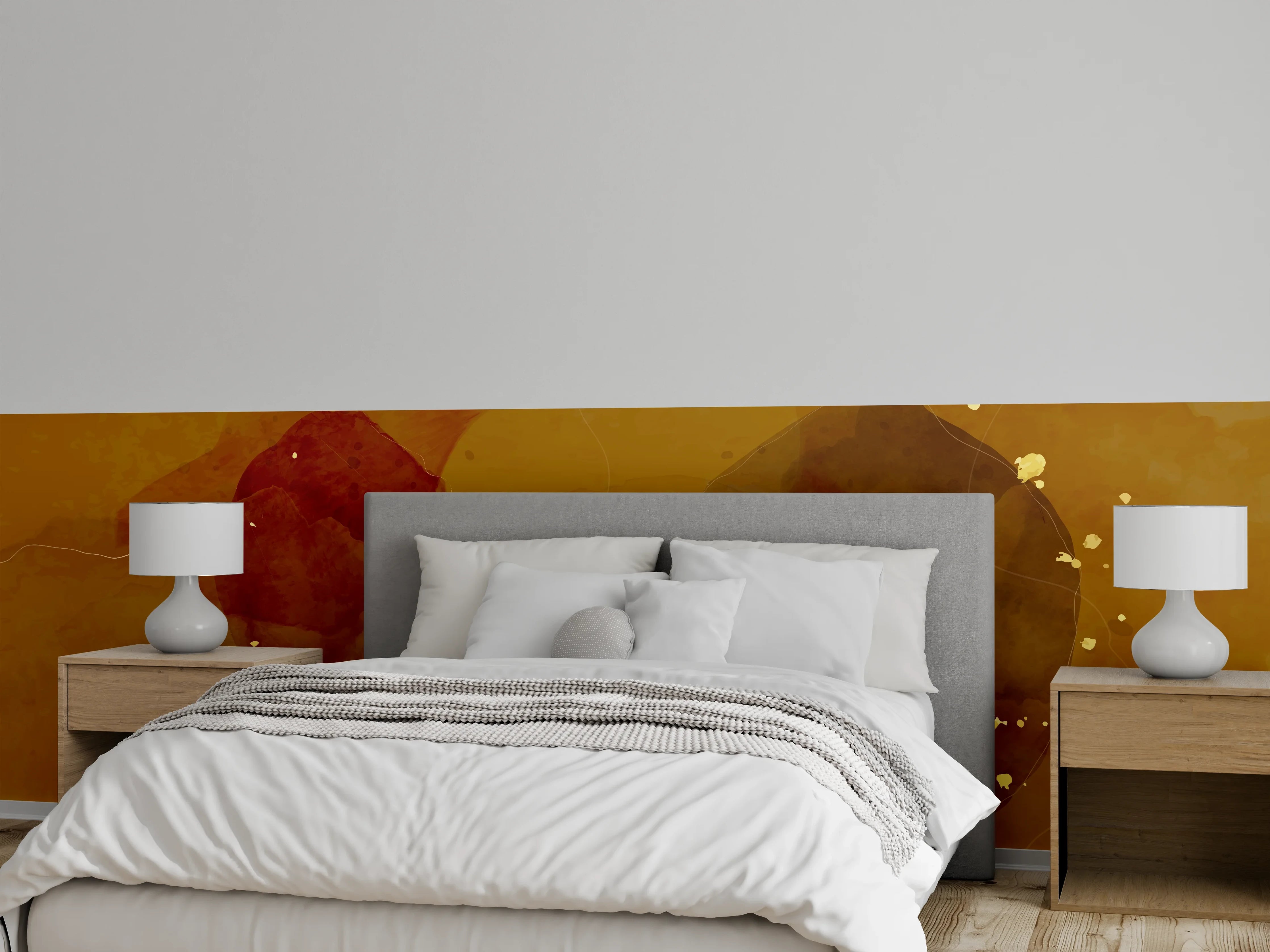 Wandverkleidung Schlafzimmer - Abstrakte Goldbraune Kunst