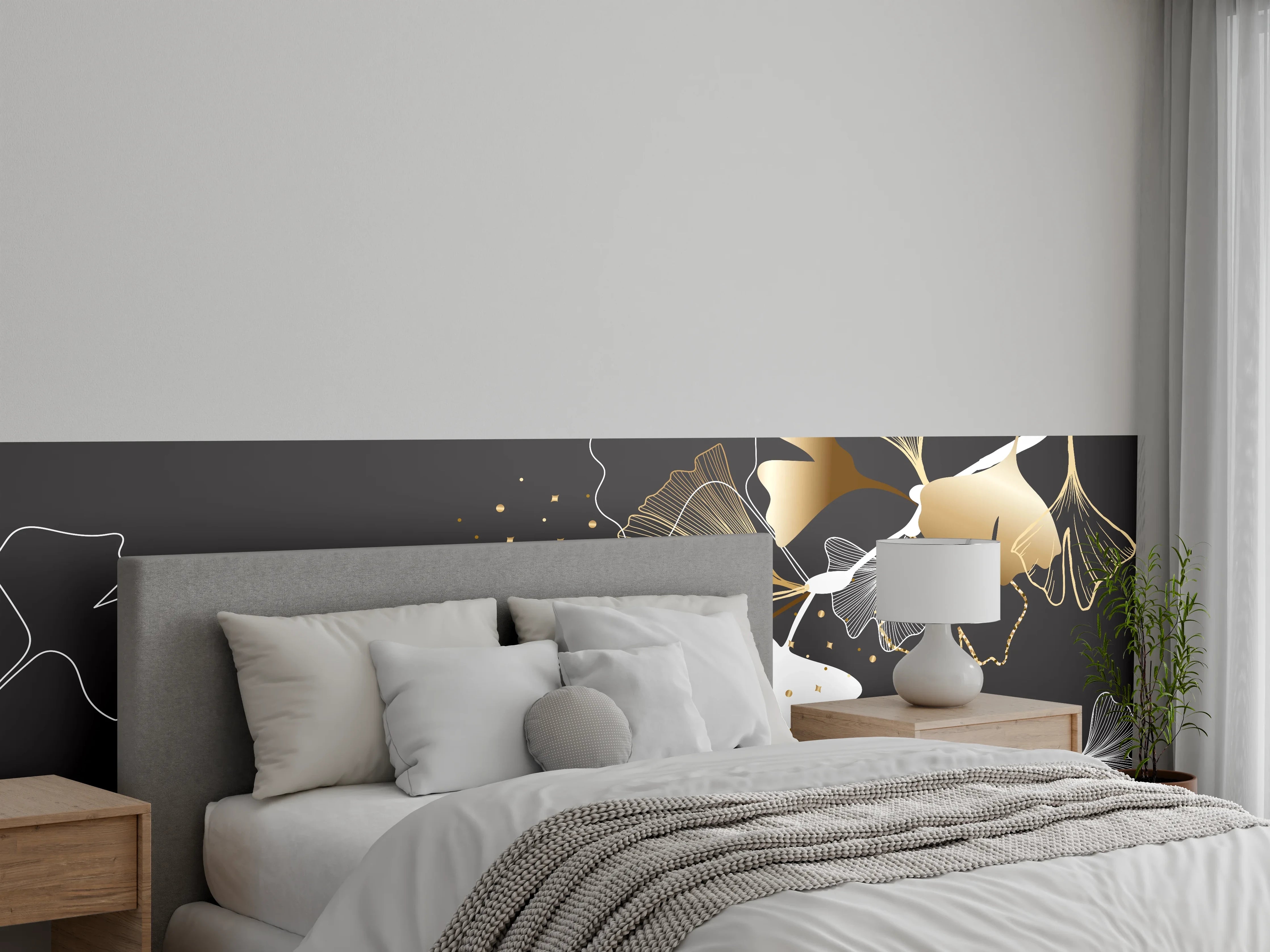 Wandverkleidung Schlafzimmer - Abstrakte Goldene Schmetterlinge