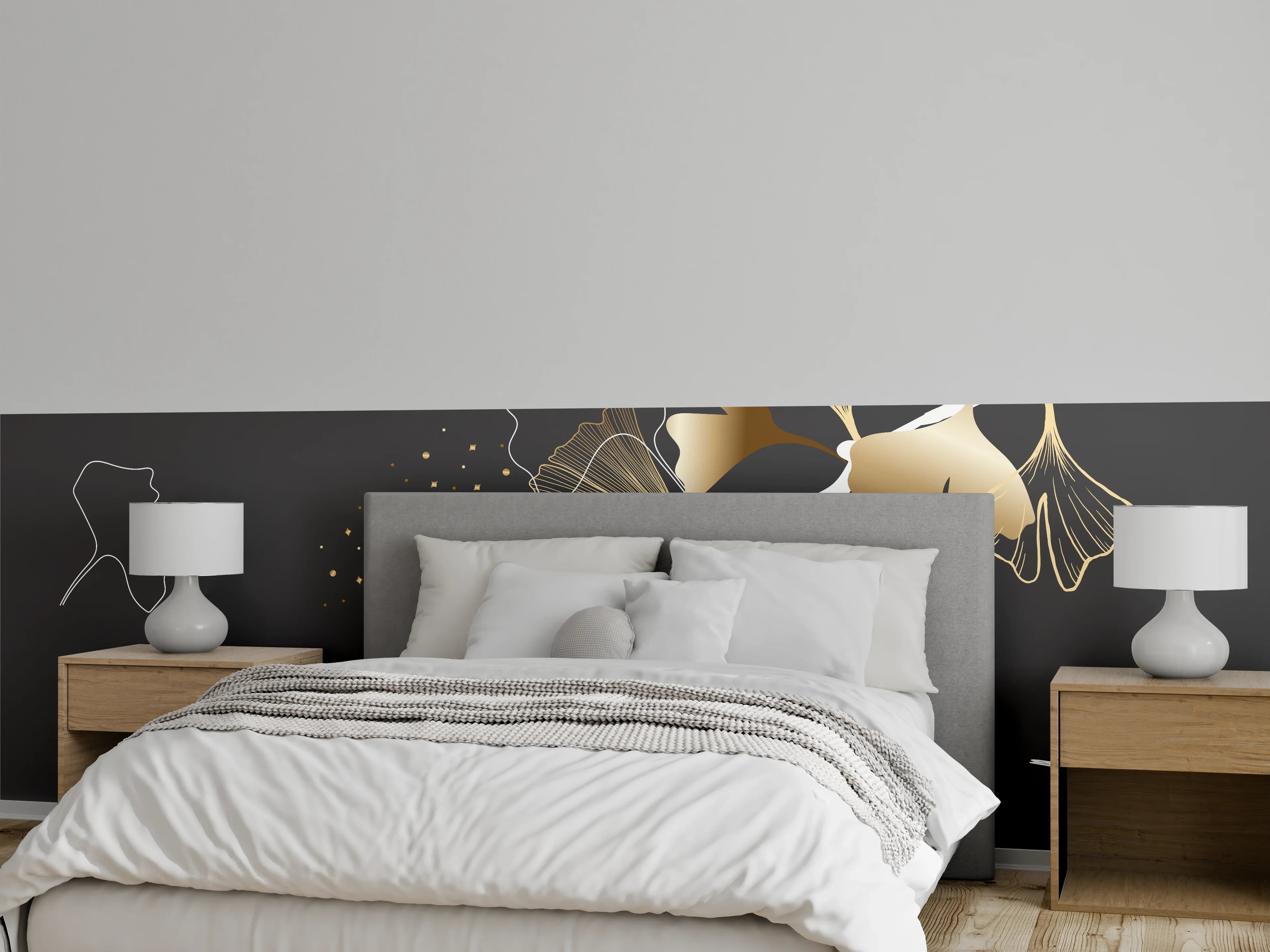 Wandverkleidung Schlafzimmer - Abstrakte Goldene Schmetterlinge