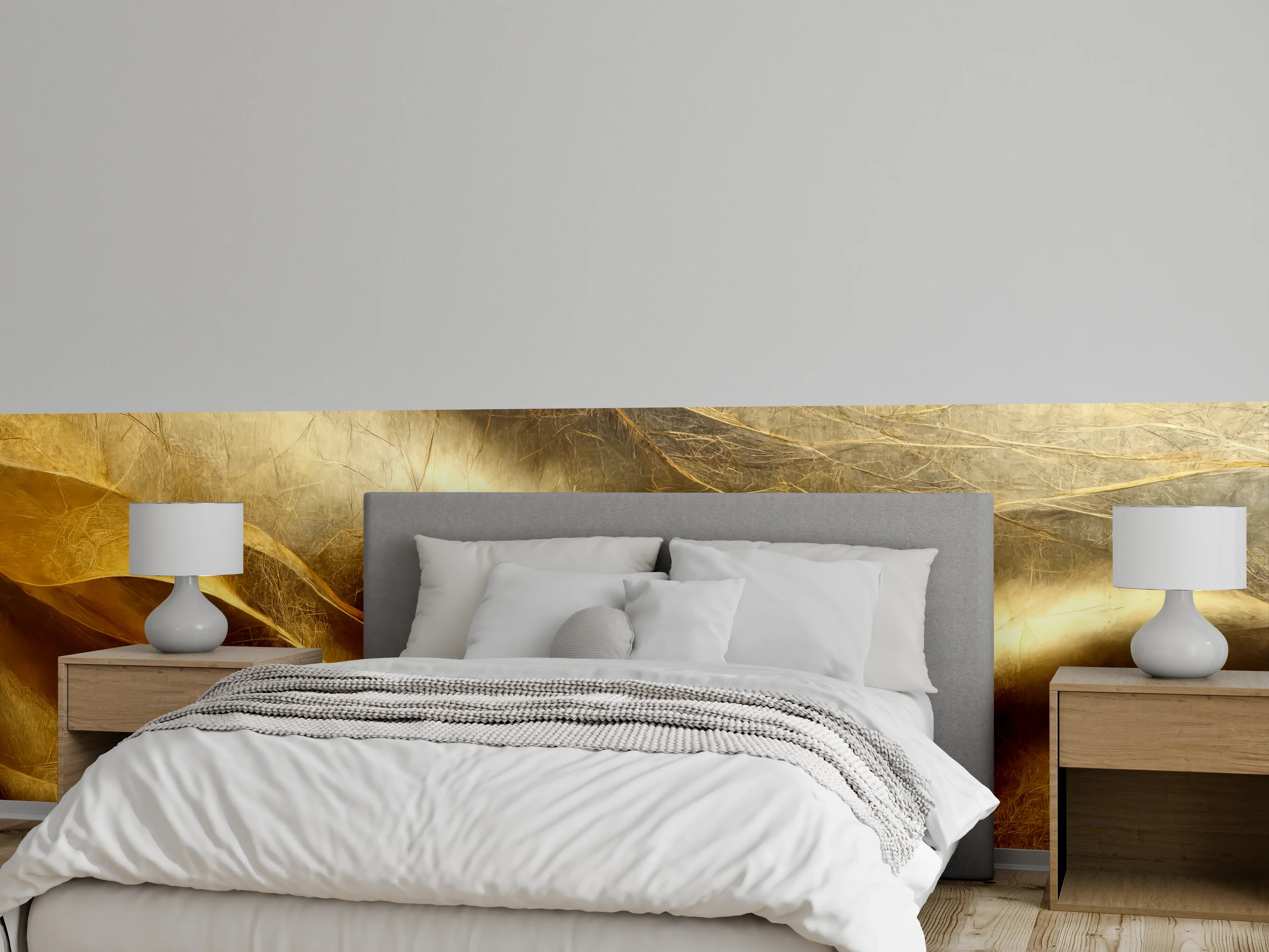 Wandverkleidung Schlafzimmer - Abstrakte Goldfolie: Edler Glanz