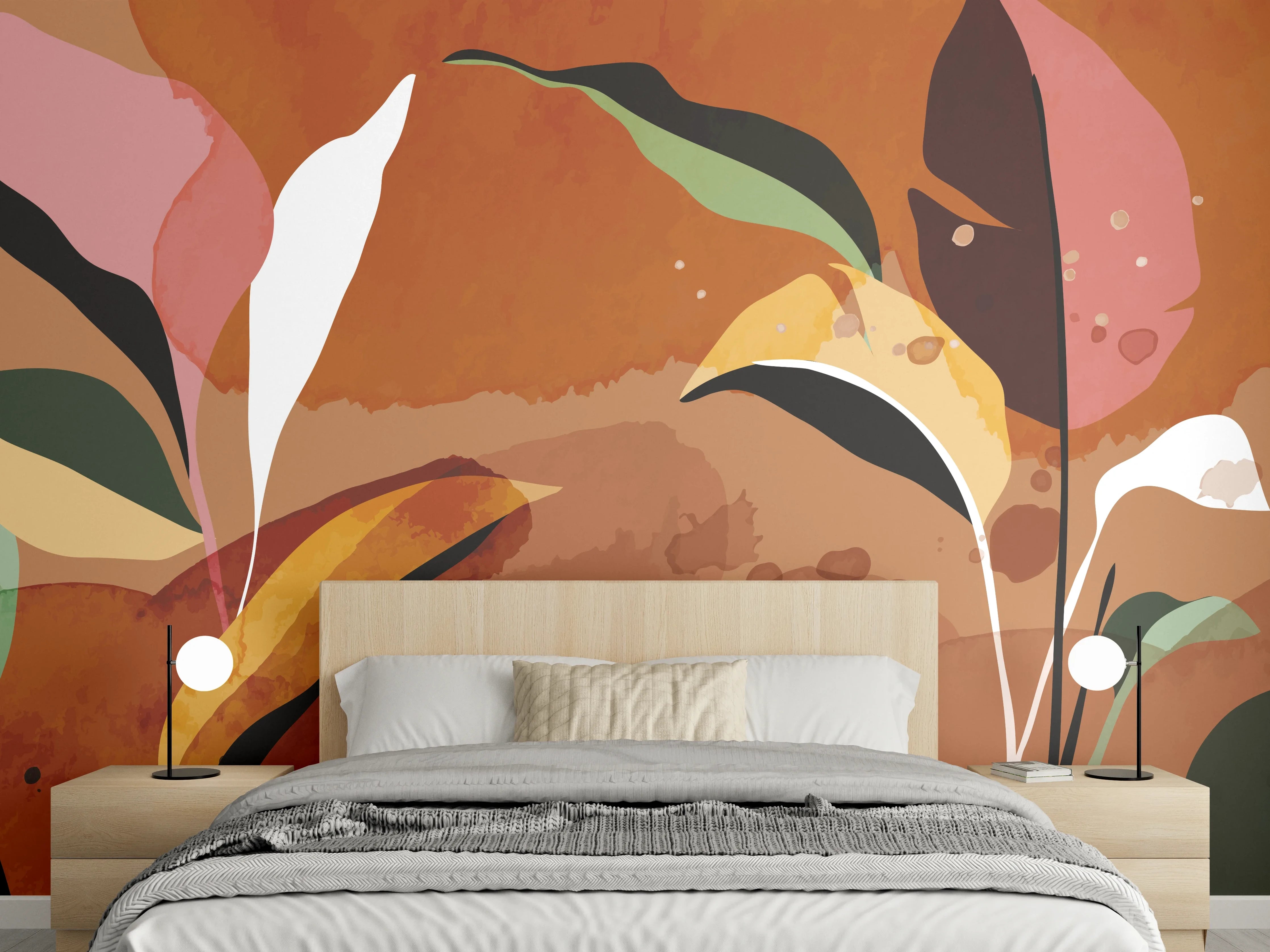 Wandverkleidung Schlafzimmer - Abstrakte Herbstblatt-Komposition