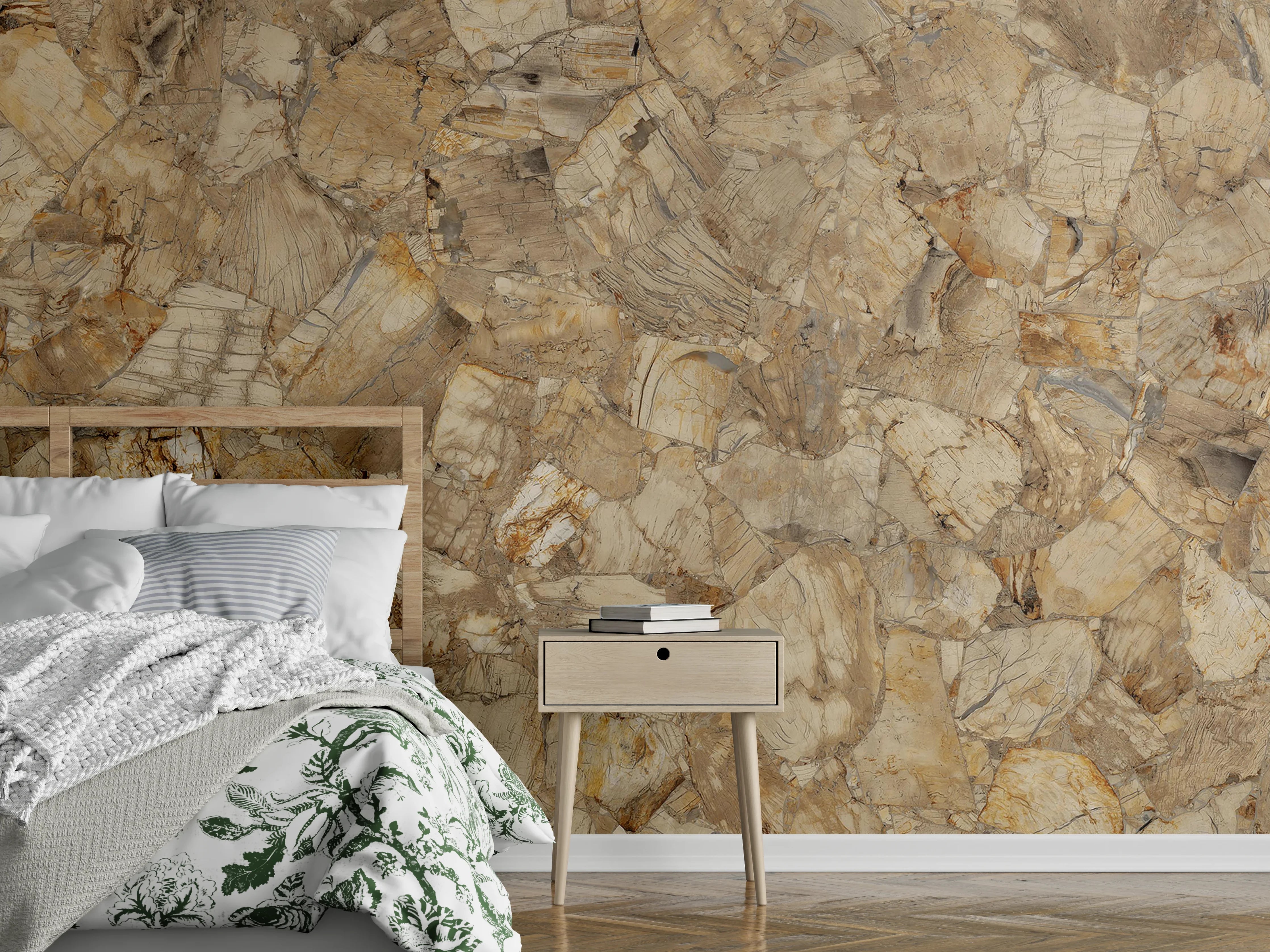 Wandverkleidung Schlafzimmer - Abstrakte Holz Struktur