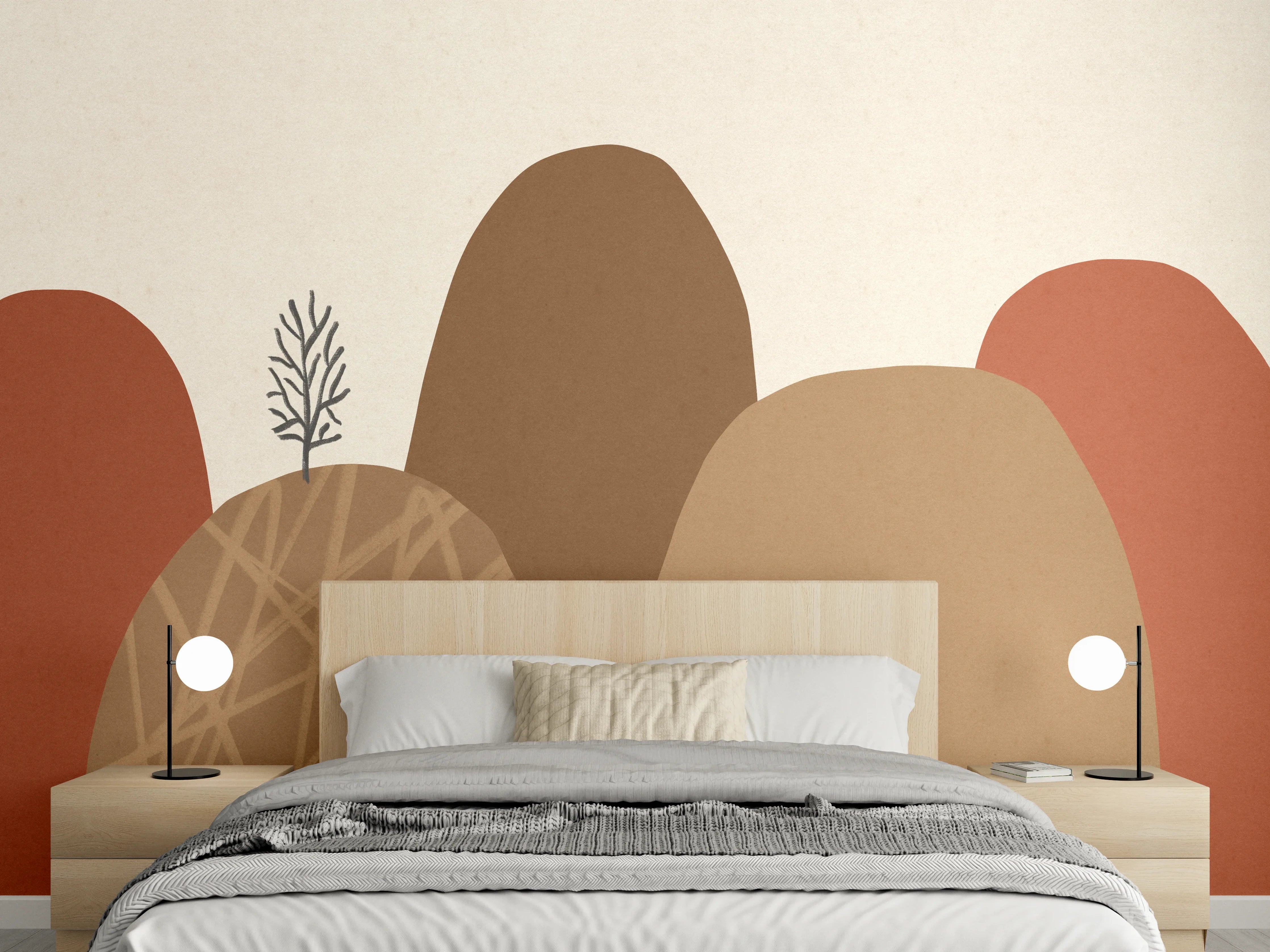 Wandverkleidung Schlafzimmer - Abstrakte Hügel Landschaft Poster