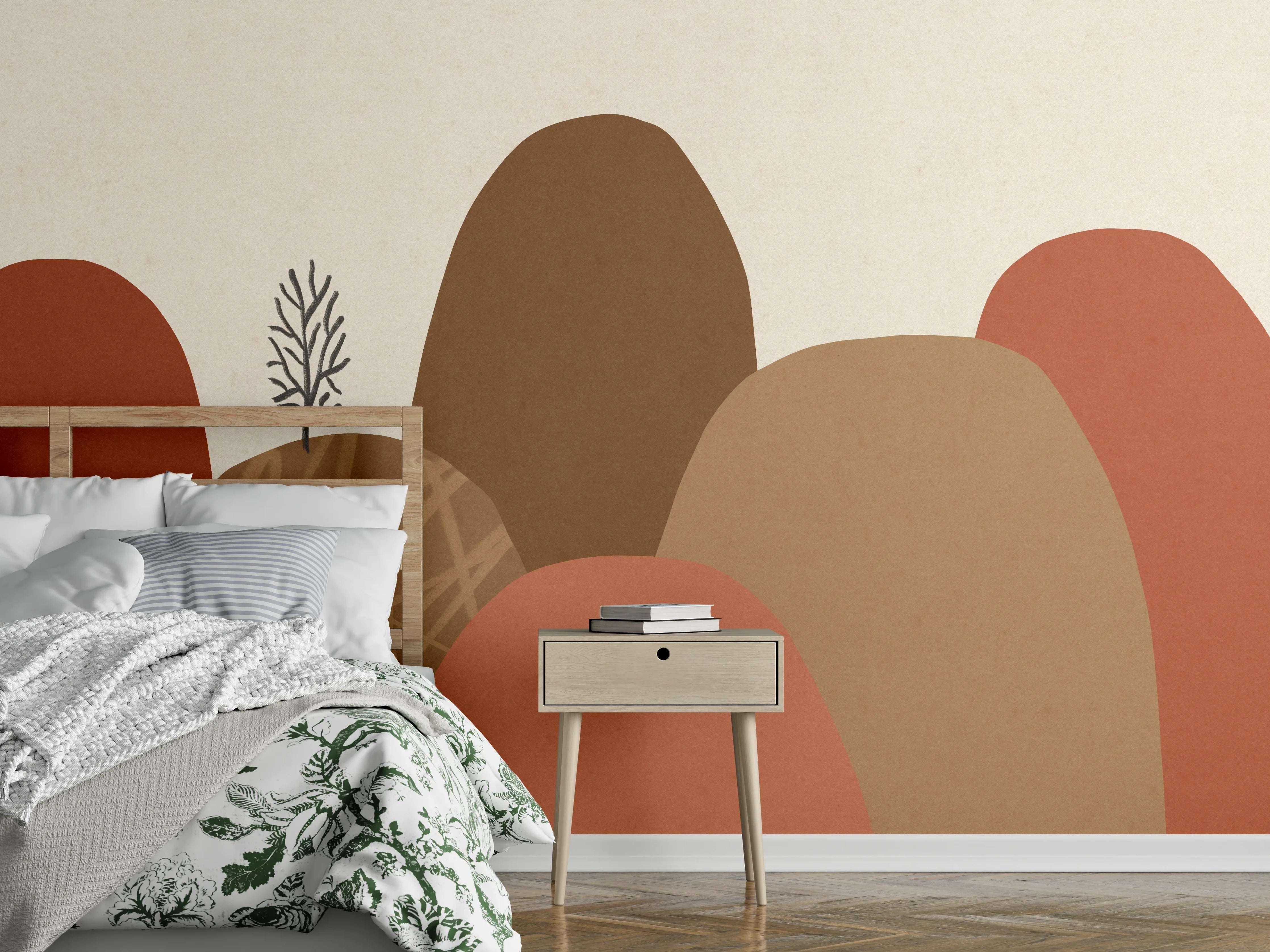Wandverkleidung Schlafzimmer - Abstrakte Hügel Landschaft Poster