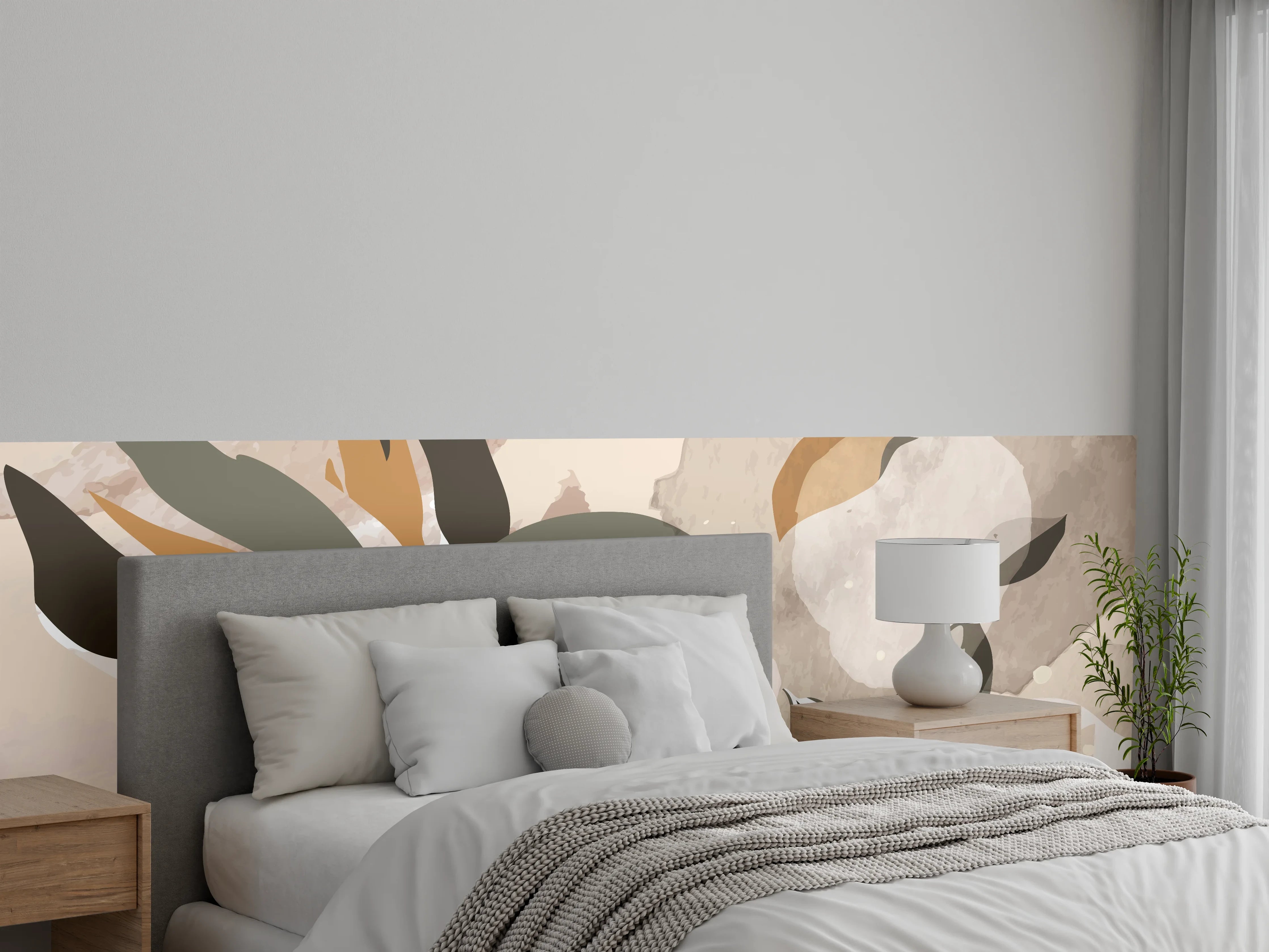 Wandverkleidung Schlafzimmer - Abstrakte Kunst Beige Braun
