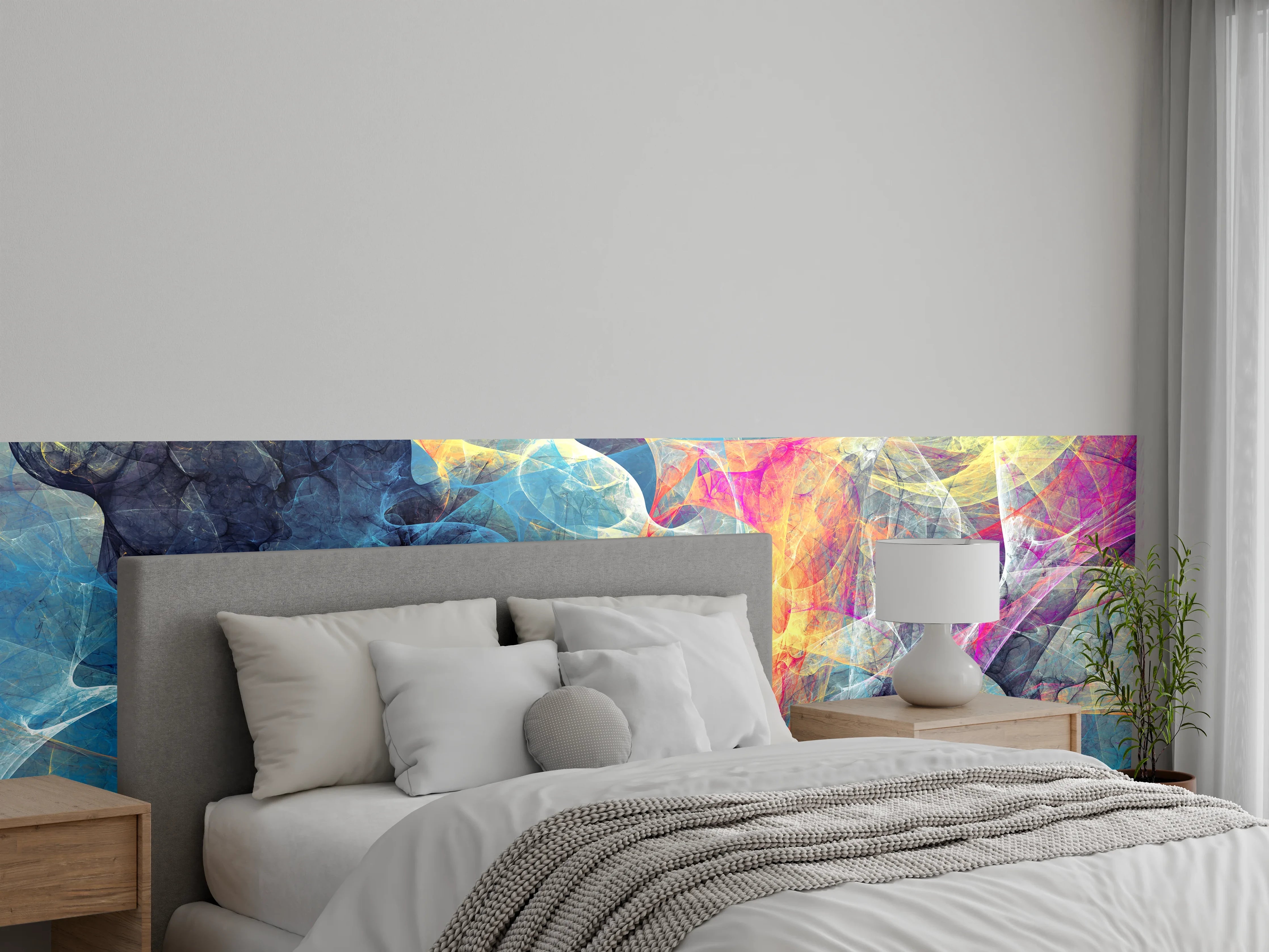 Wandverkleidung Schlafzimmer - Abstrakte Kunst Pastell Farben Splash