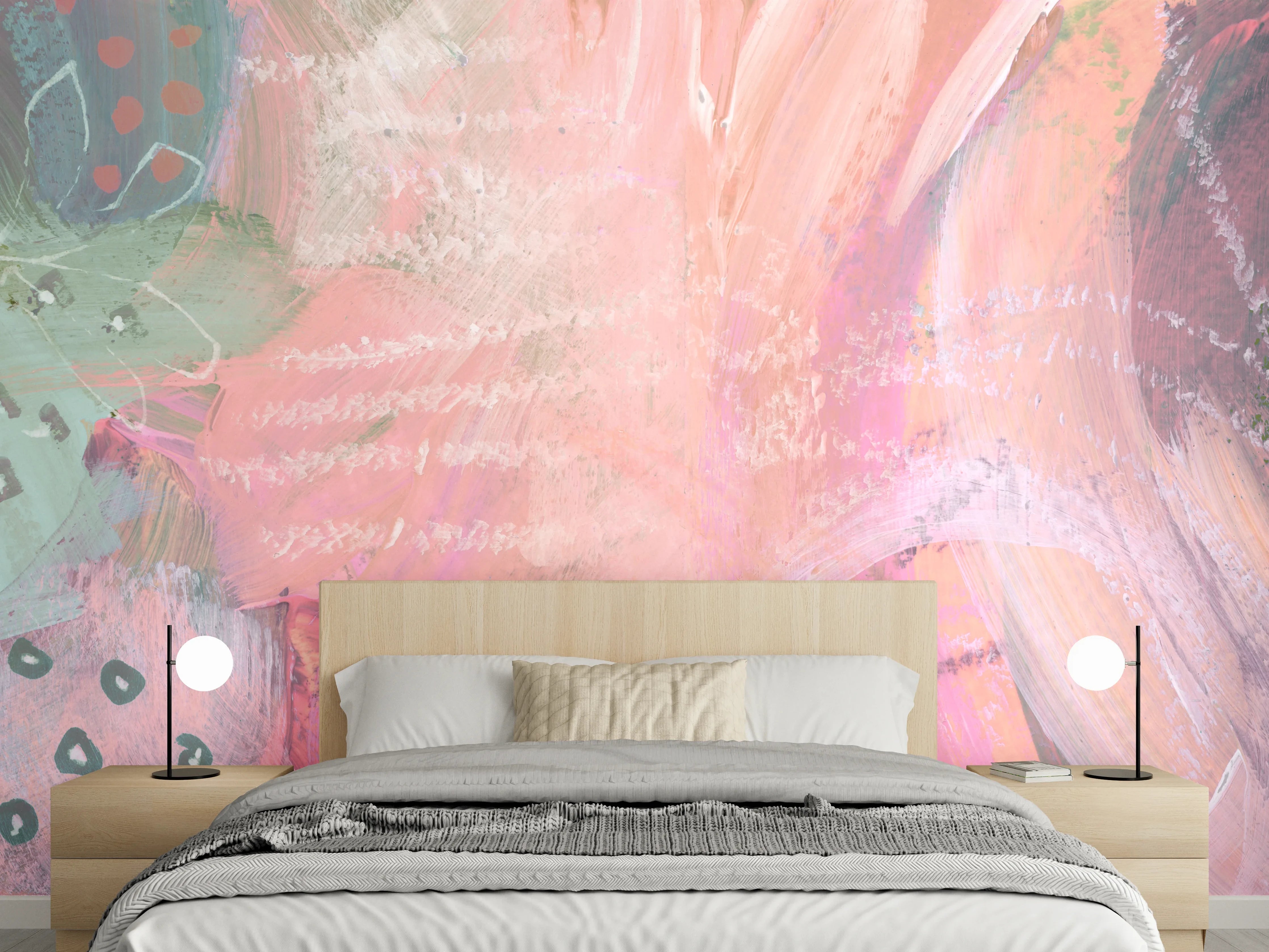 Wandverkleidung Schlafzimmer - Abstrakte Kunst mit Pastellfarben