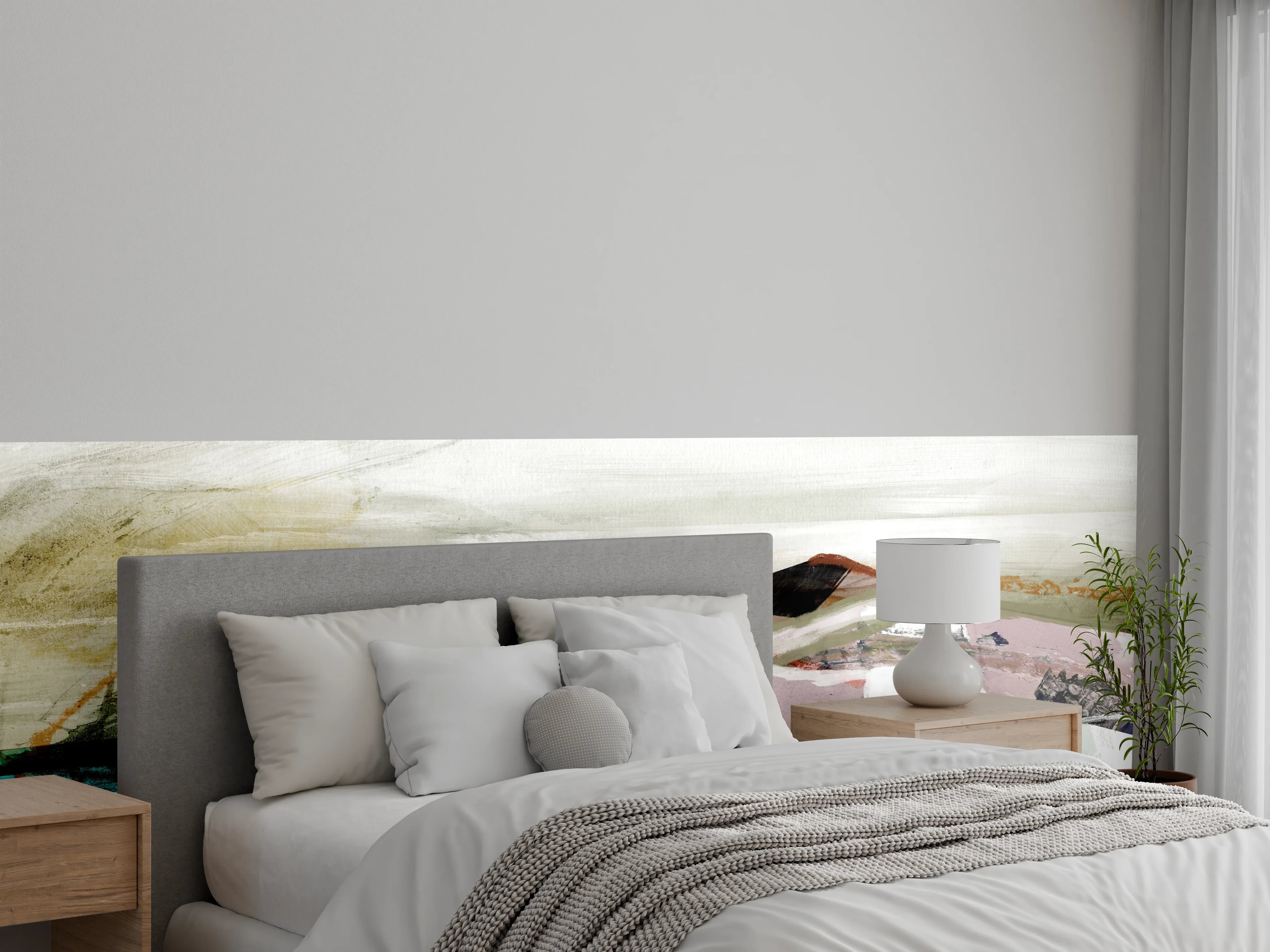 Wandverkleidung Schlafzimmer - Abstrakte Landschaft Aquarell Kunst