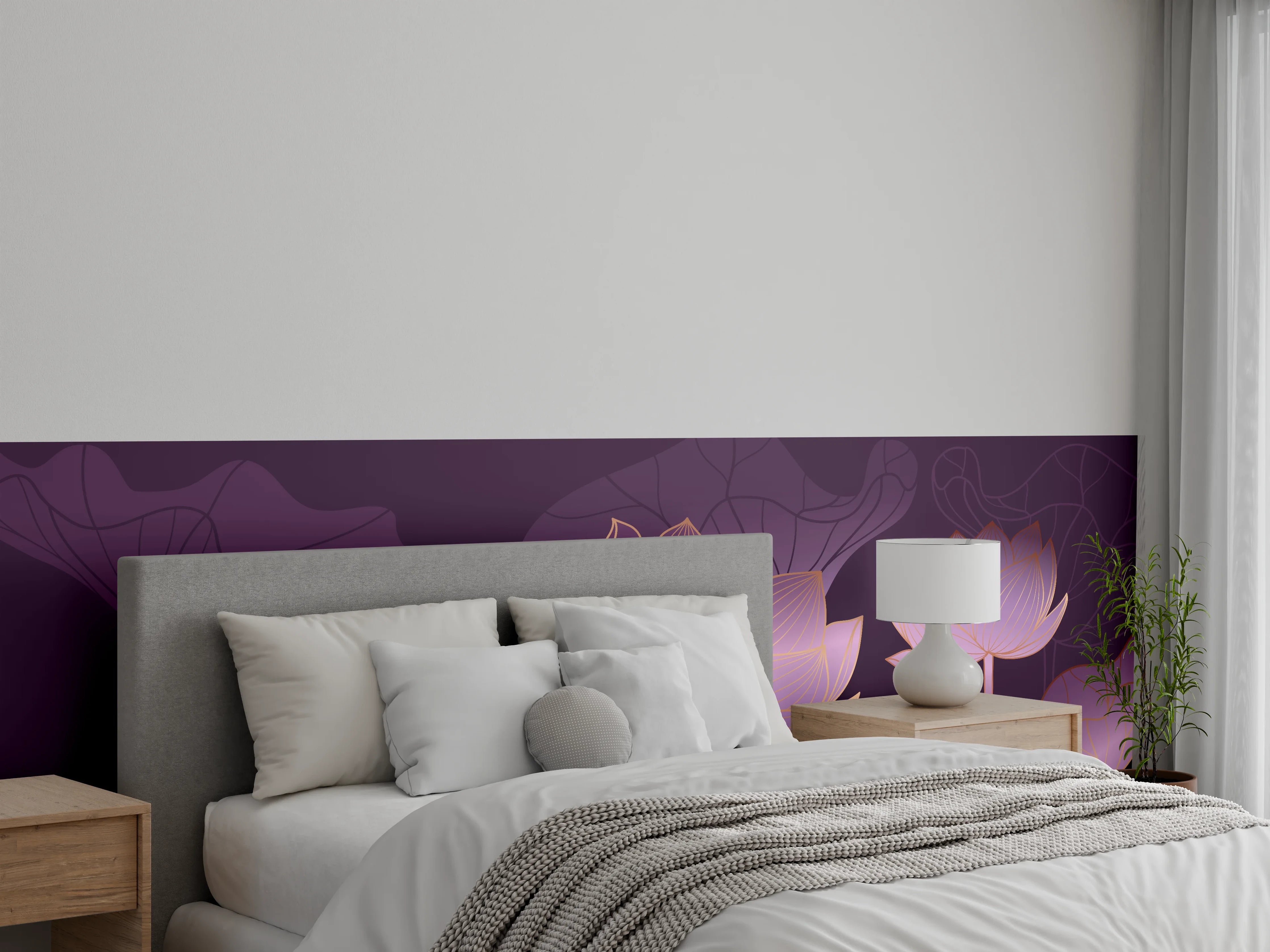Wandverkleidung Schlafzimmer - Abstrakte Lila Lotus Illustration