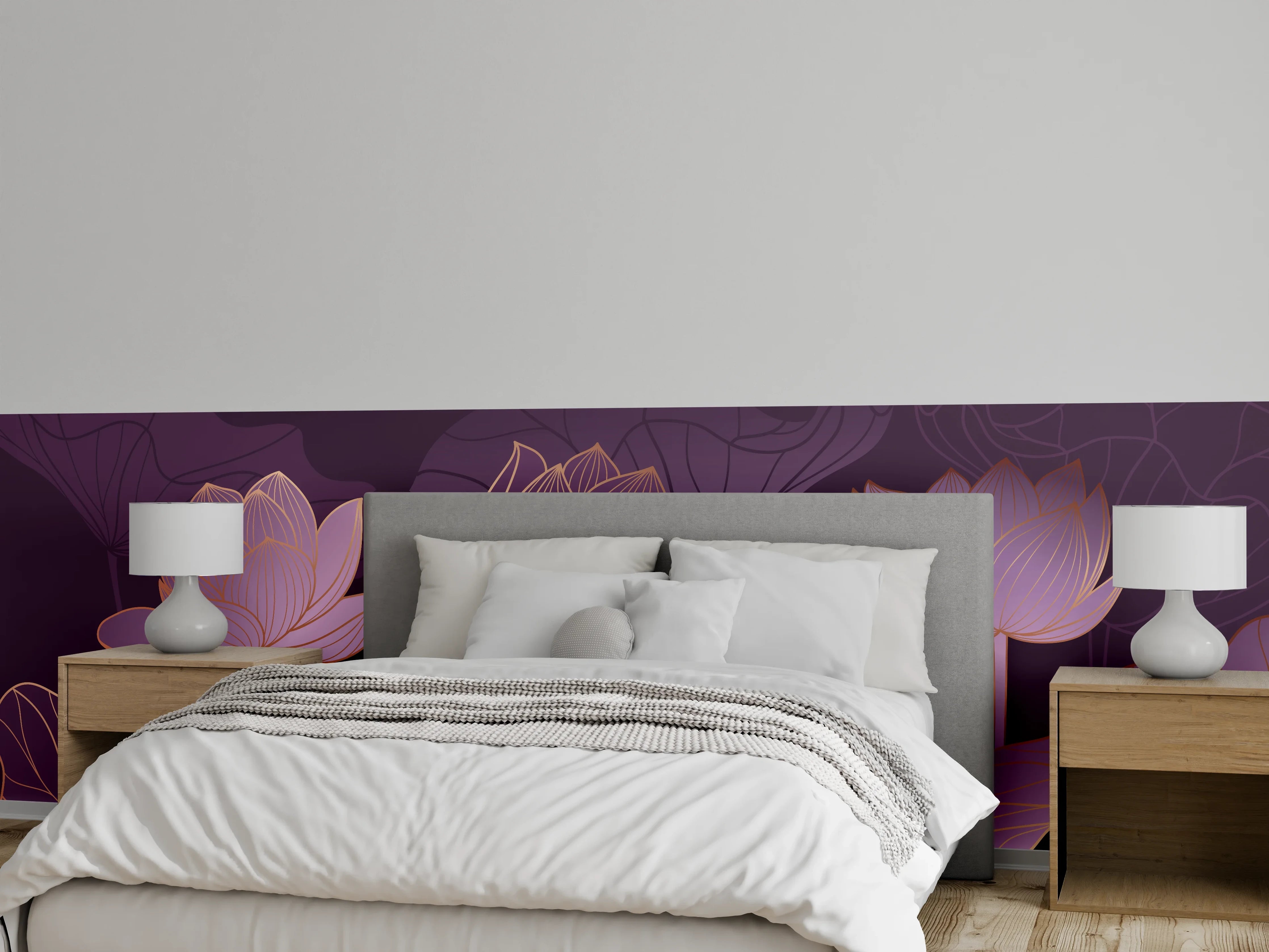 Wandverkleidung Schlafzimmer - Abstrakte Lila Lotus Illustration