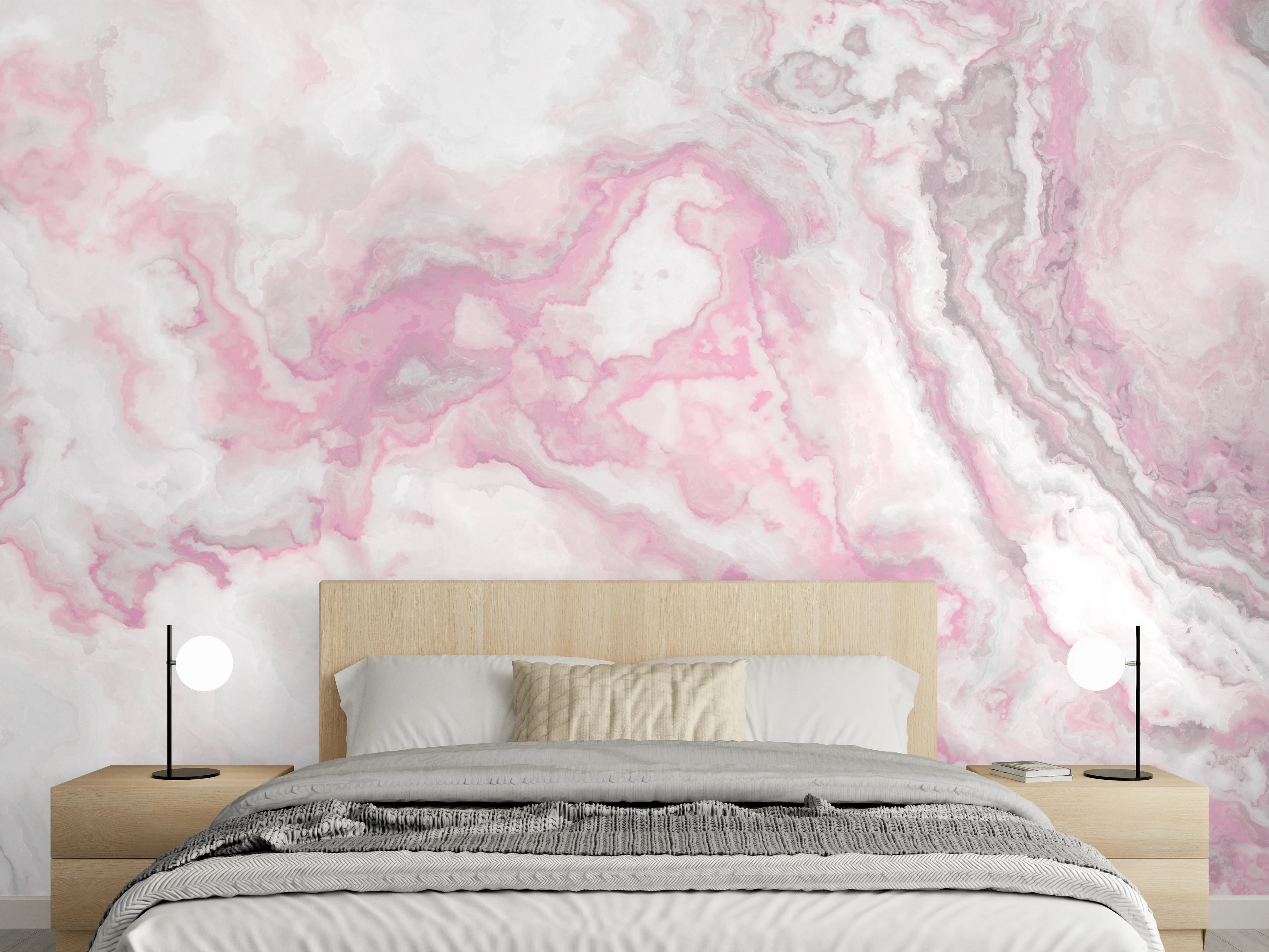 Wandverkleidung Schlafzimmer - Abstrakte Marmor Struktur - Aquarelldarstellung