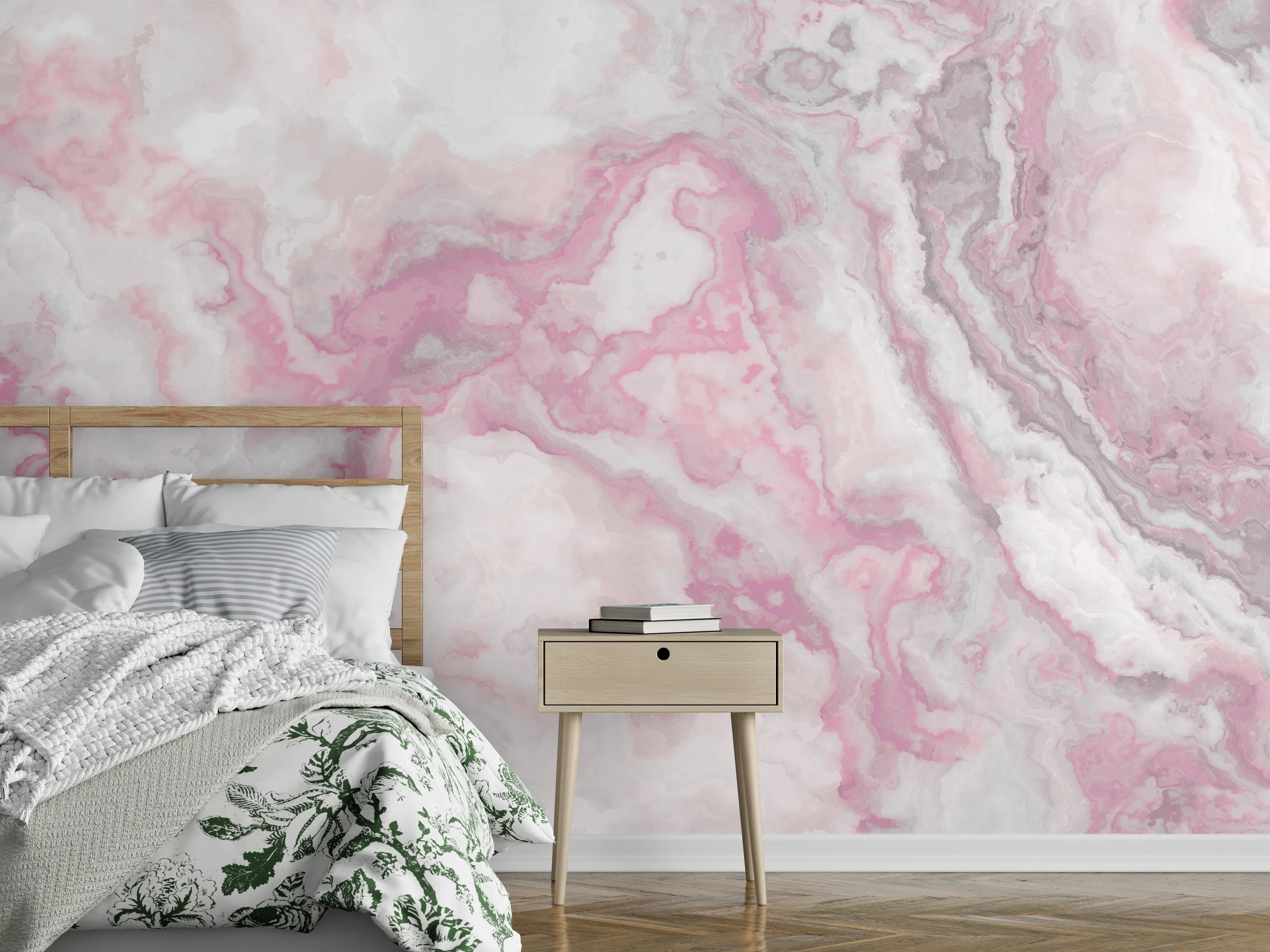 Wandverkleidung Schlafzimmer - Abstrakte Marmor Struktur - Aquarelldarstellung