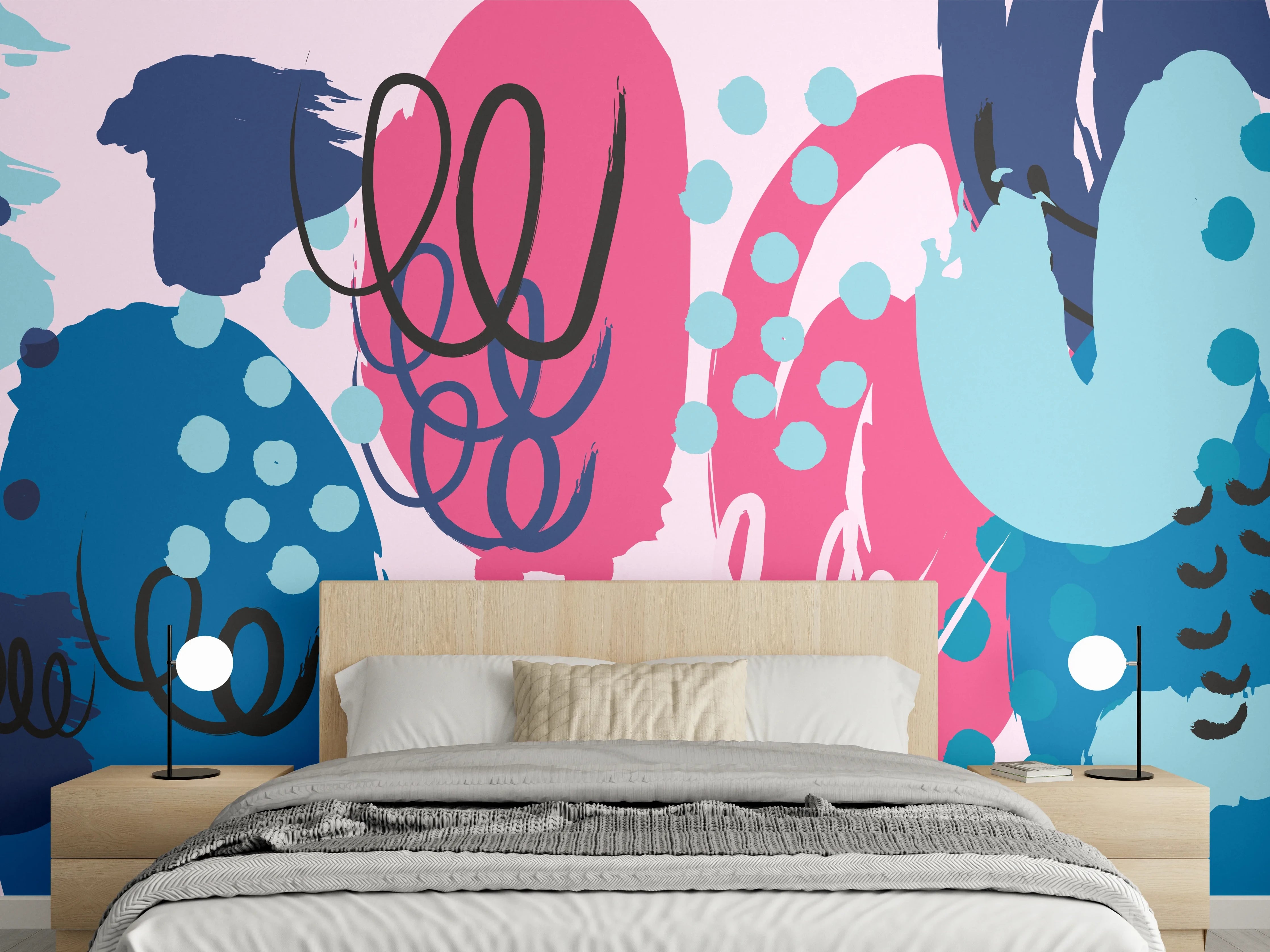 Wandverkleidung Schlafzimmer - Abstrakte Muster Collage Bunt