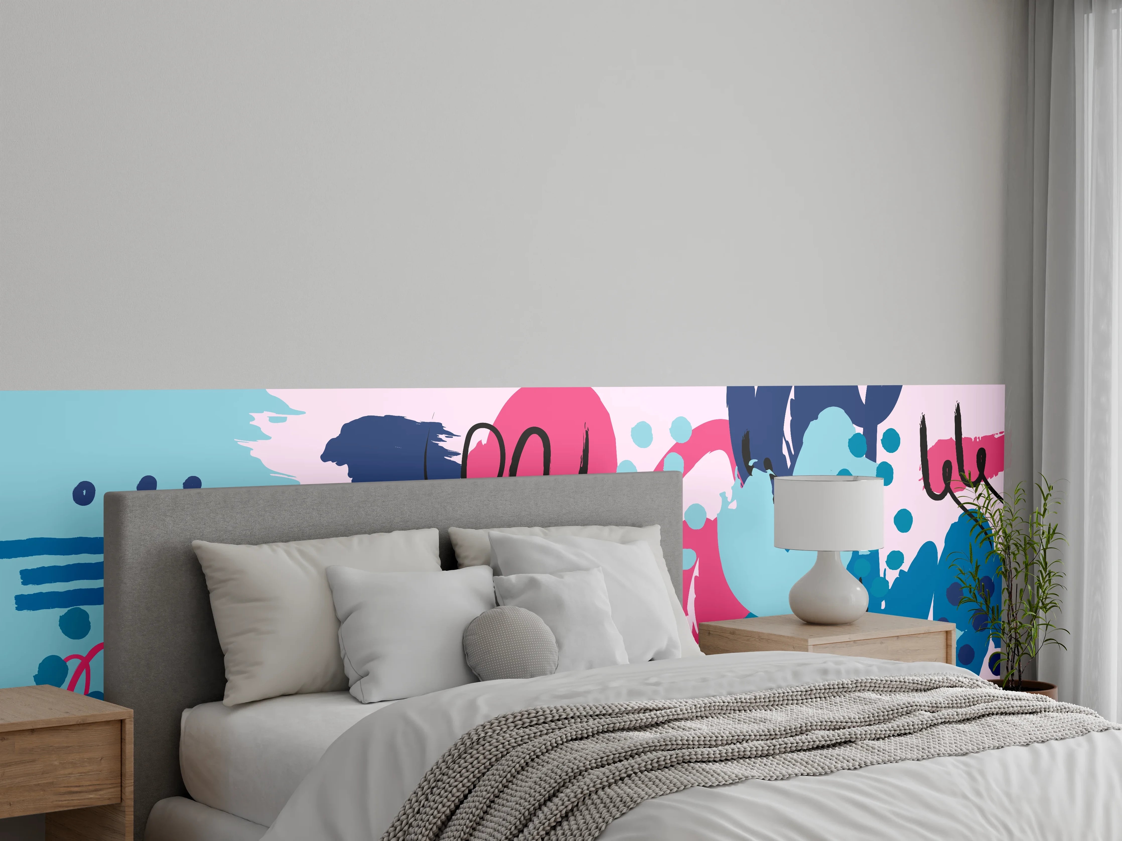 Wandverkleidung Schlafzimmer - Abstrakte Muster Collage Bunt