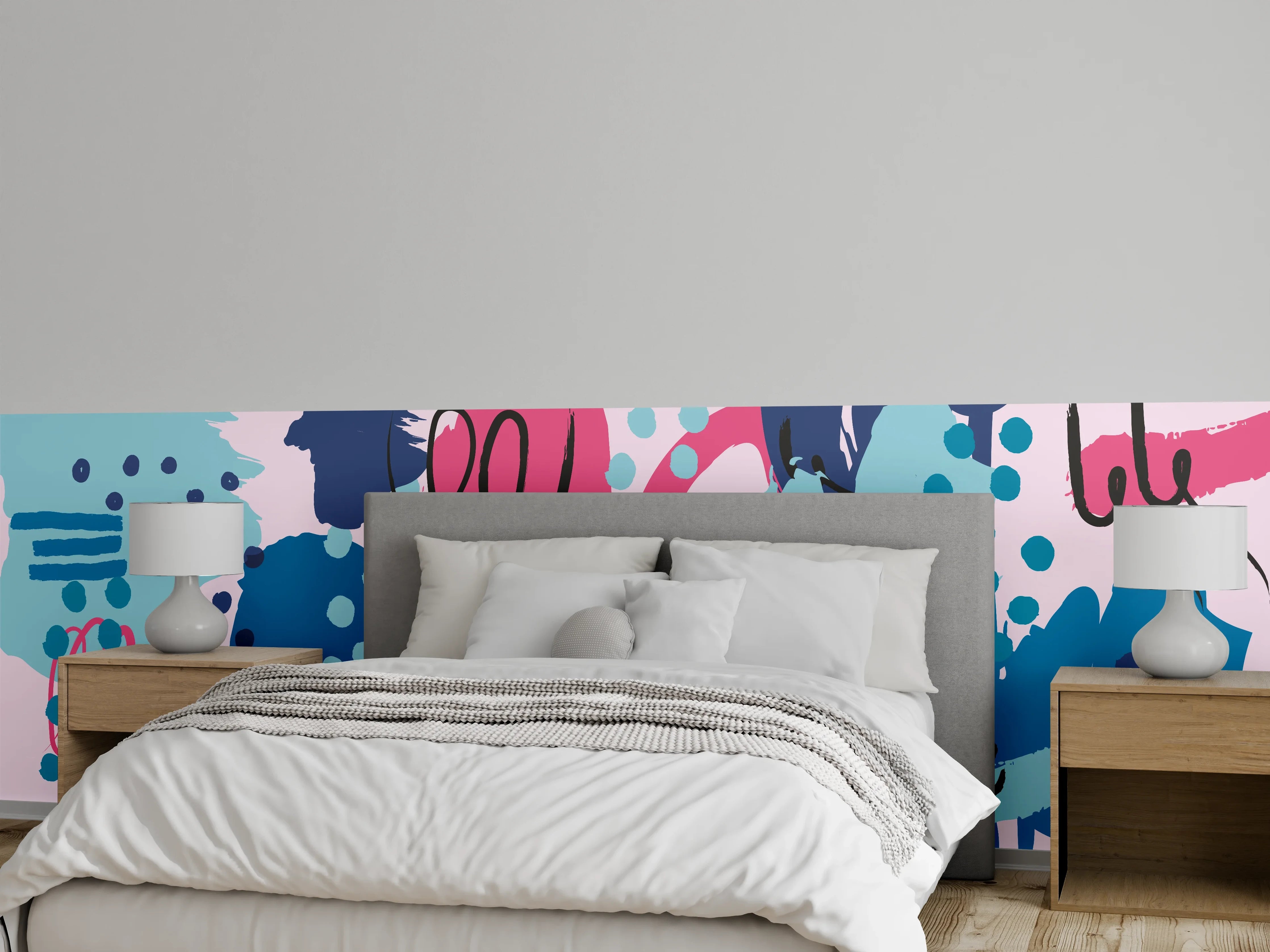 Wandverkleidung Schlafzimmer - Abstrakte Muster Collage Bunt