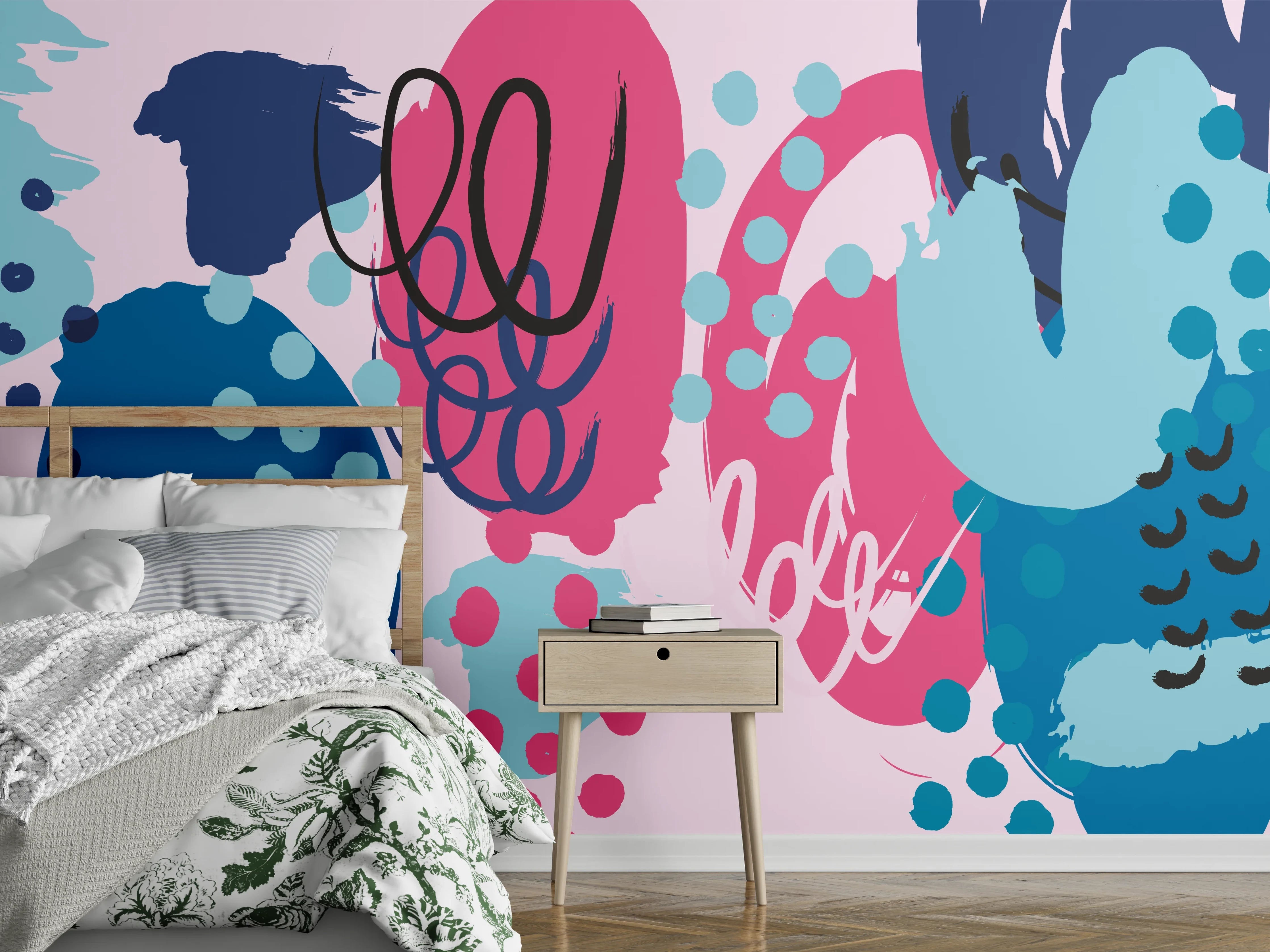 Wandverkleidung Schlafzimmer - Abstrakte Muster Collage Bunt