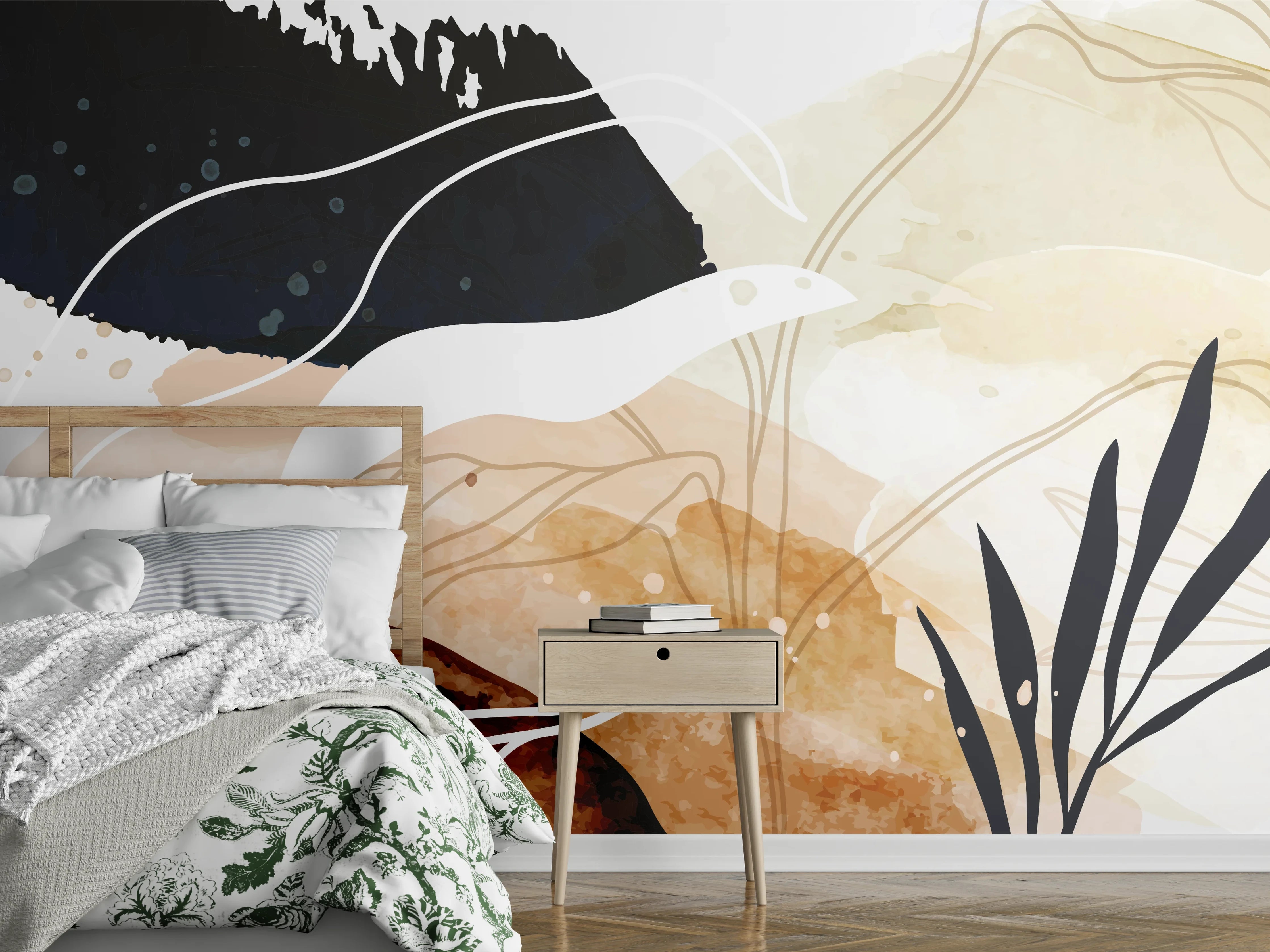 Wandverkleidung Schlafzimmer - Abstrakte Natur Kunst