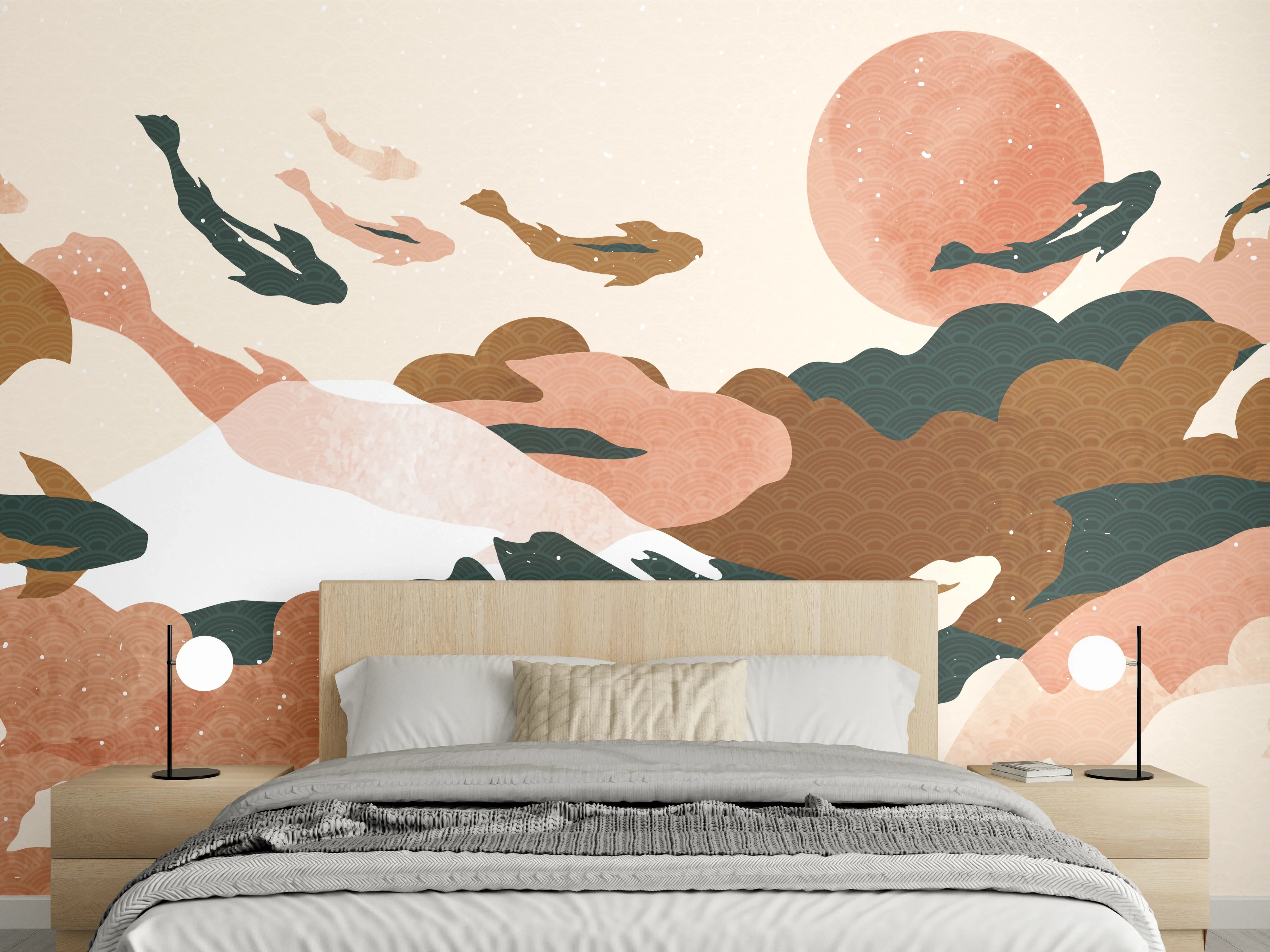 Wandverkleidung Schlafzimmer - Abstrakte Natur Pastelltöne