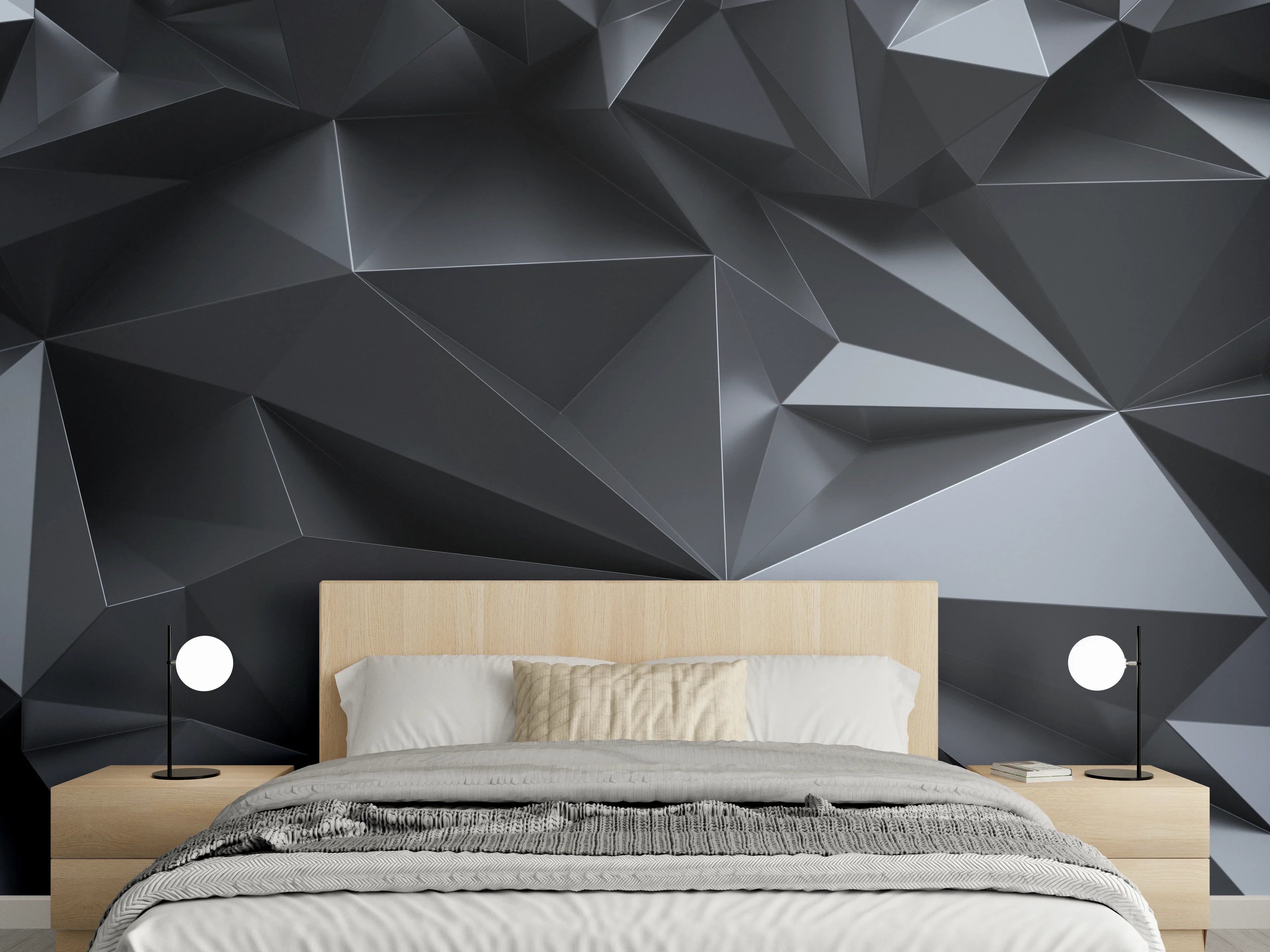 Wandverkleidung Schlafzimmer - Abstrakte Schwarze Kristalltextur